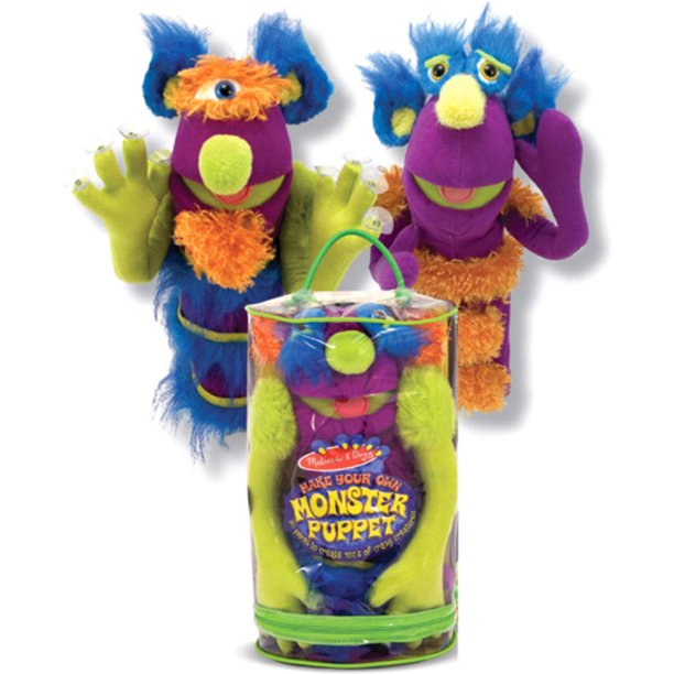 Melissa & Doug Make-Your-Own Fuzzy Monster Puppet Kit W/ Carrying Case 30 pcs