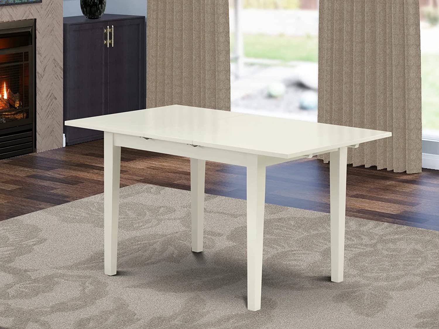 Rectangular Dining Room Table with 12" Butterfly Leaf - Linen White Color