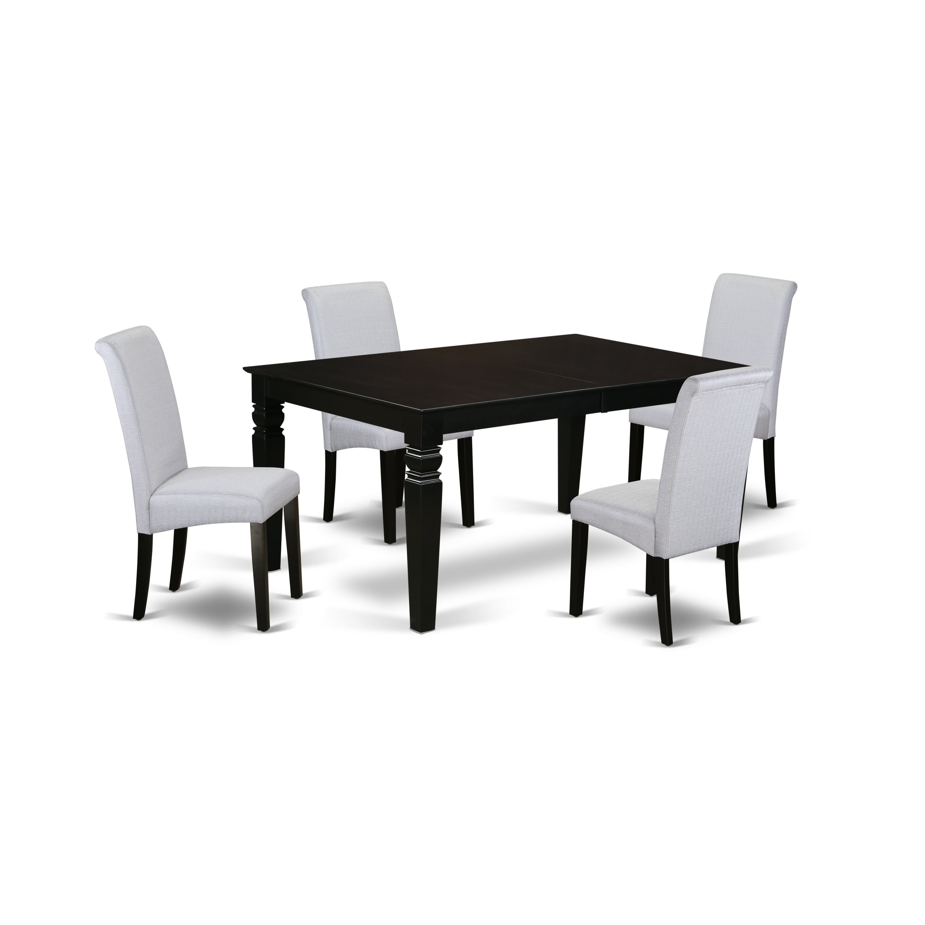 LGBA5-BLK-05 5Pc Kitchen table with linen grayish blue fabric dining chairs with black chair legs