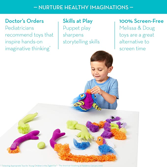Melissa & Doug Make-Your-Own Fuzzy Monster Puppet Kit W/ Carrying Case 30 pcs