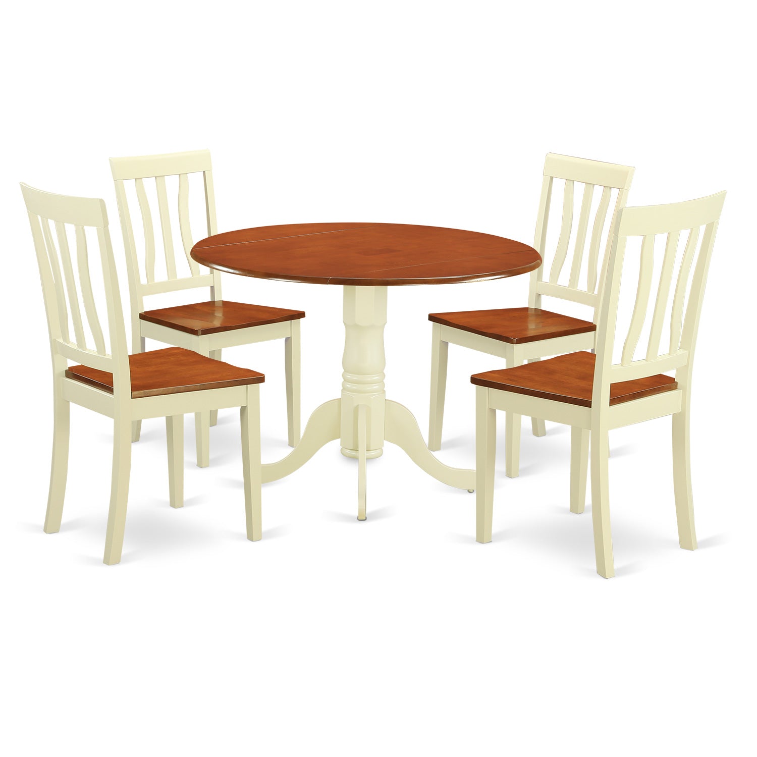 DLAN5-BMK-W Dining set - 5 Pcs with 4 Wood Chairs in Buttermilk