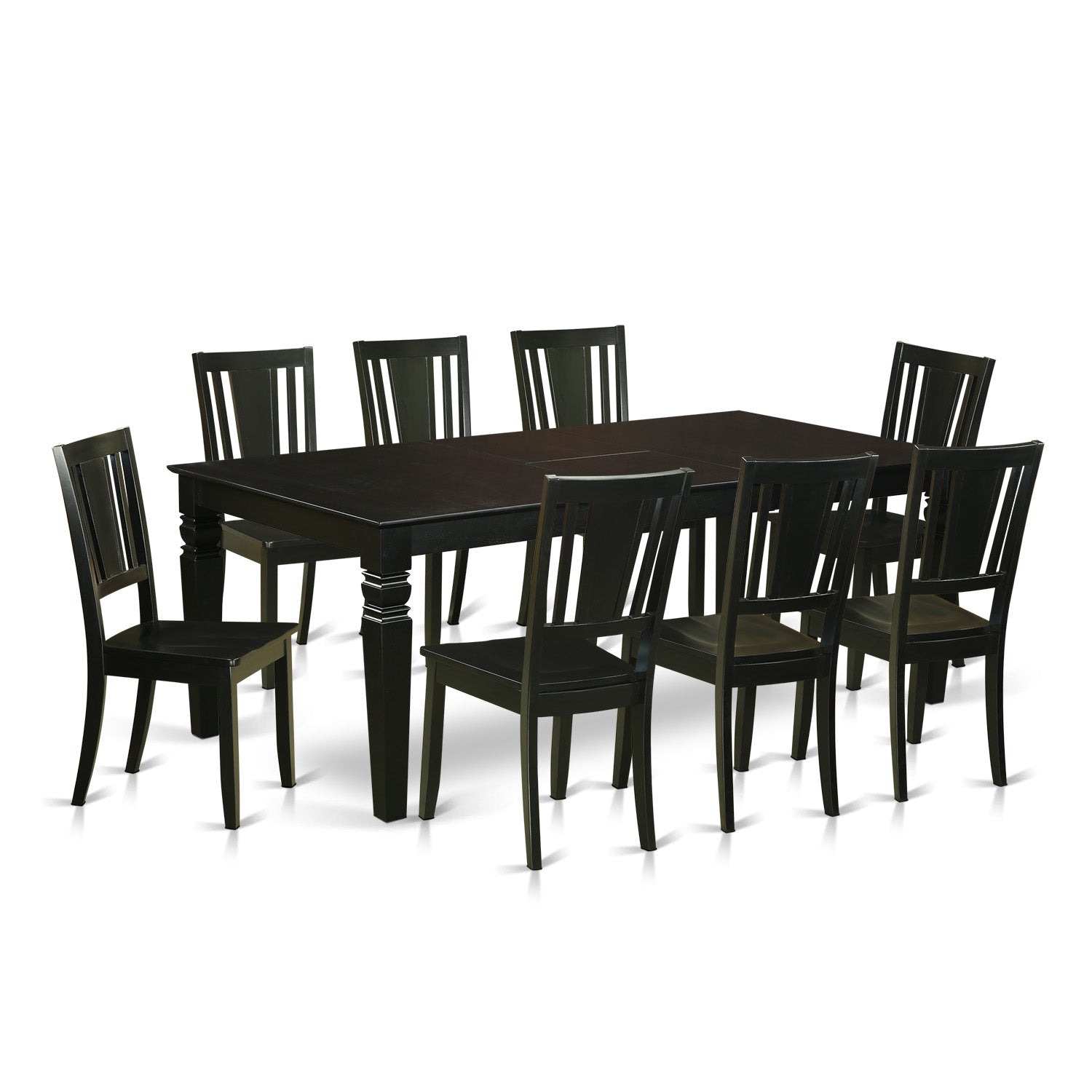 LGDU9-BLK-W 9 Pc Dinette set with a Dining Table and 8 Wood Kitchen Chairs in Black
