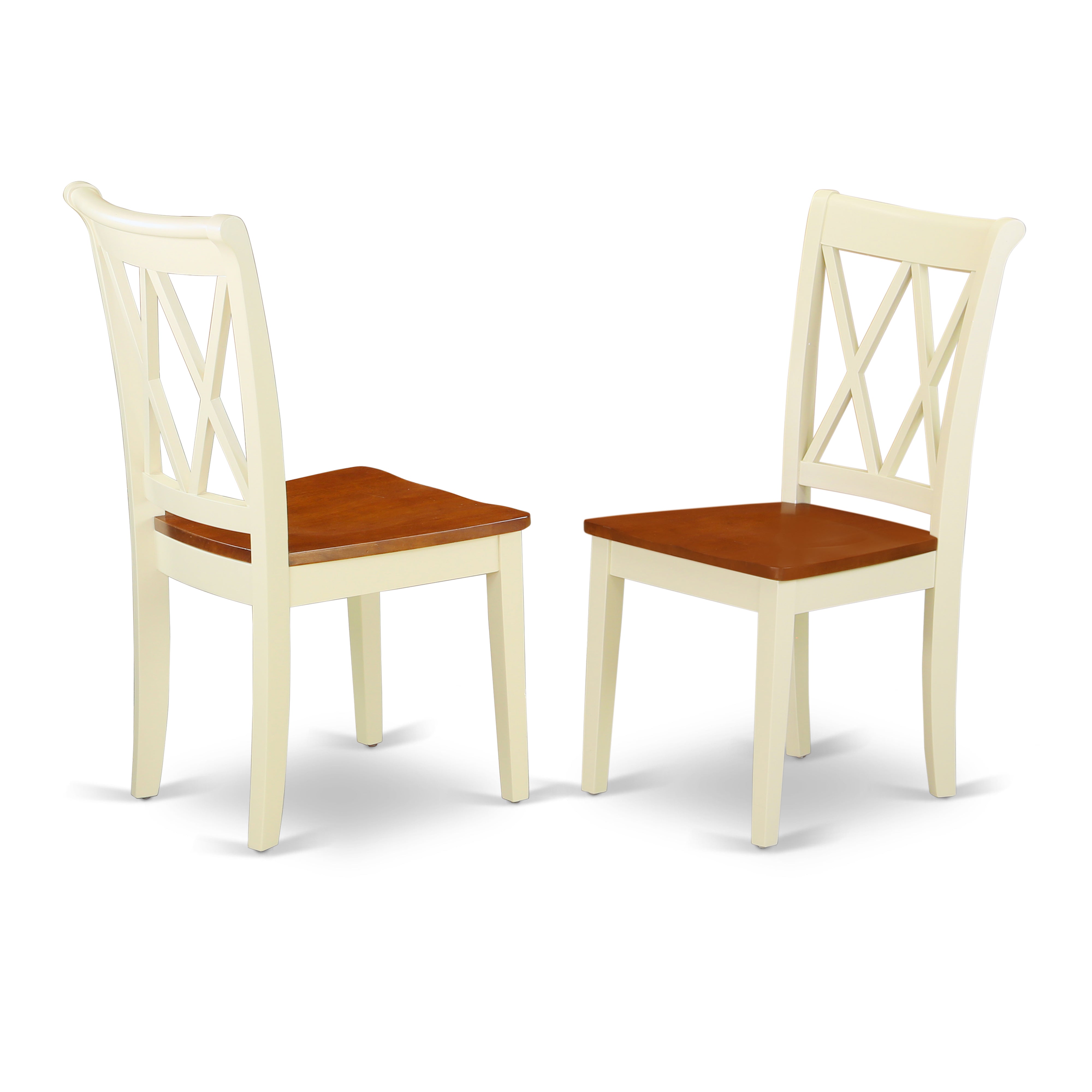 DLCL3-BMK-W 3PC Round 42 inch Table and 2 Double X back Chairs