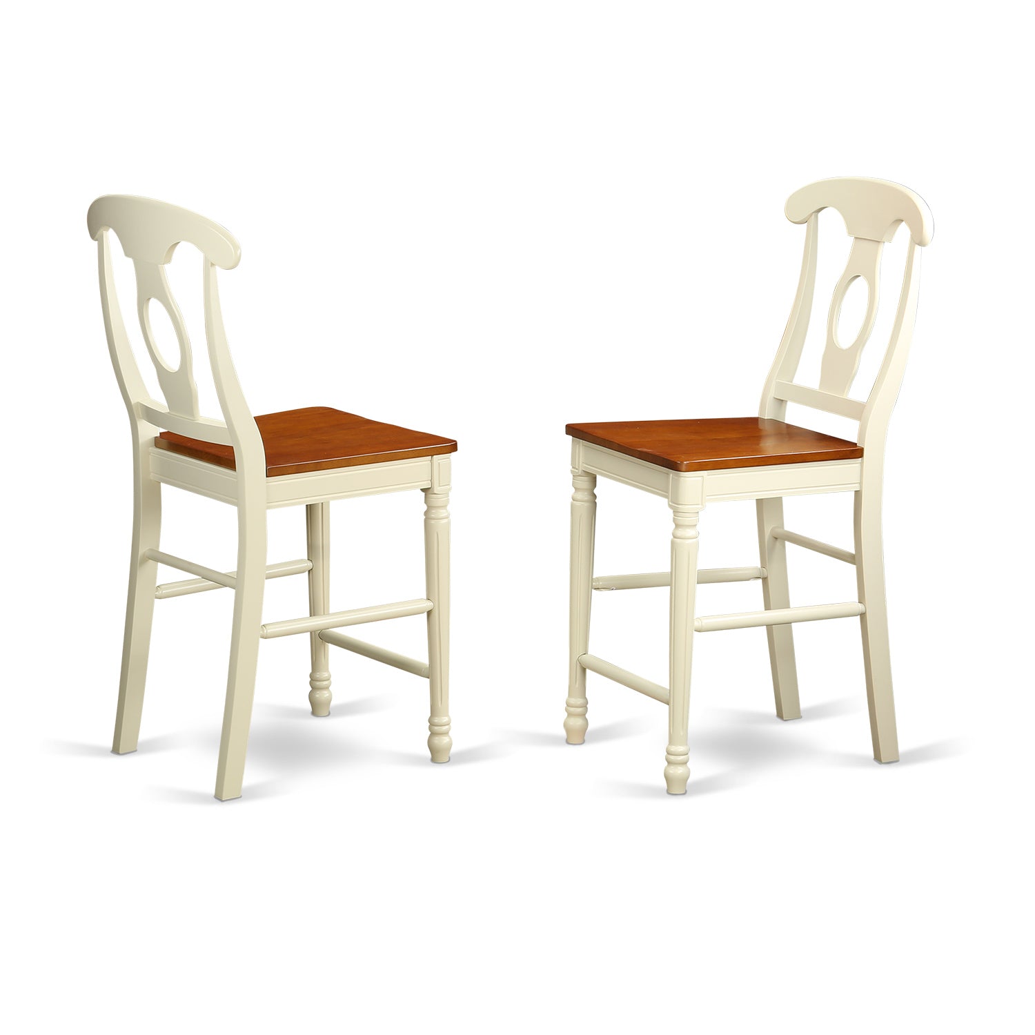 KES-WHI-W Kenley Counter Height Stools With Wood Seat In Buttermilk and Cherry Finish