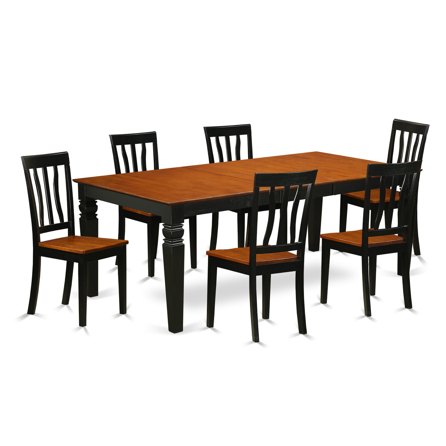 LGAN7-BCH-W 7 Pc Dining room set with a Table and 6 Kitchen Chairs in Black and Cherry