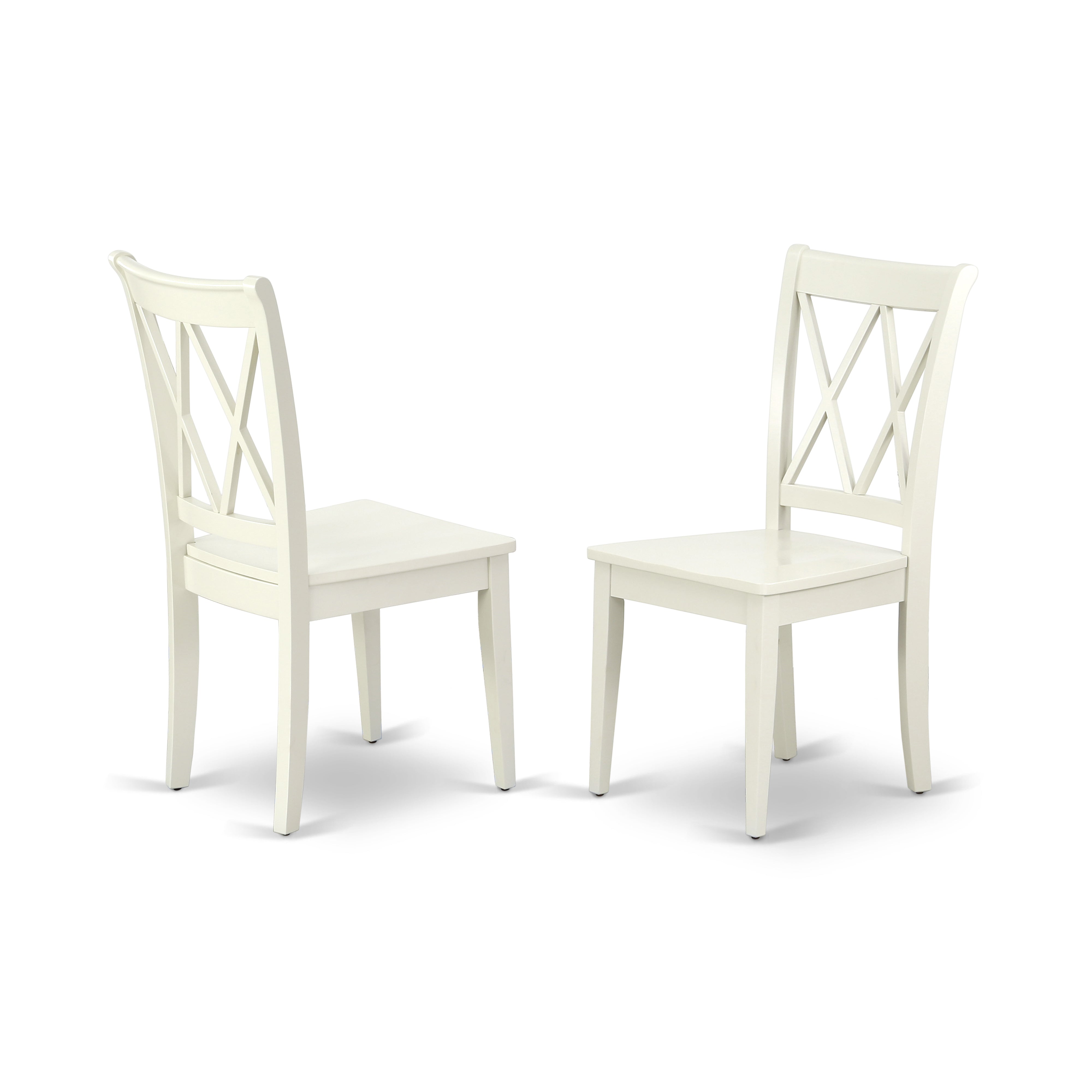 East West Furniture MZCL3-LWH-W 3Pc Dining Room Table Set Consists of a Small Dining Table and 2 Wooden Dining Chairs with Solid Wood Seat, Drop Leaf Table with Double X Back Chairs, Linen White Finish
