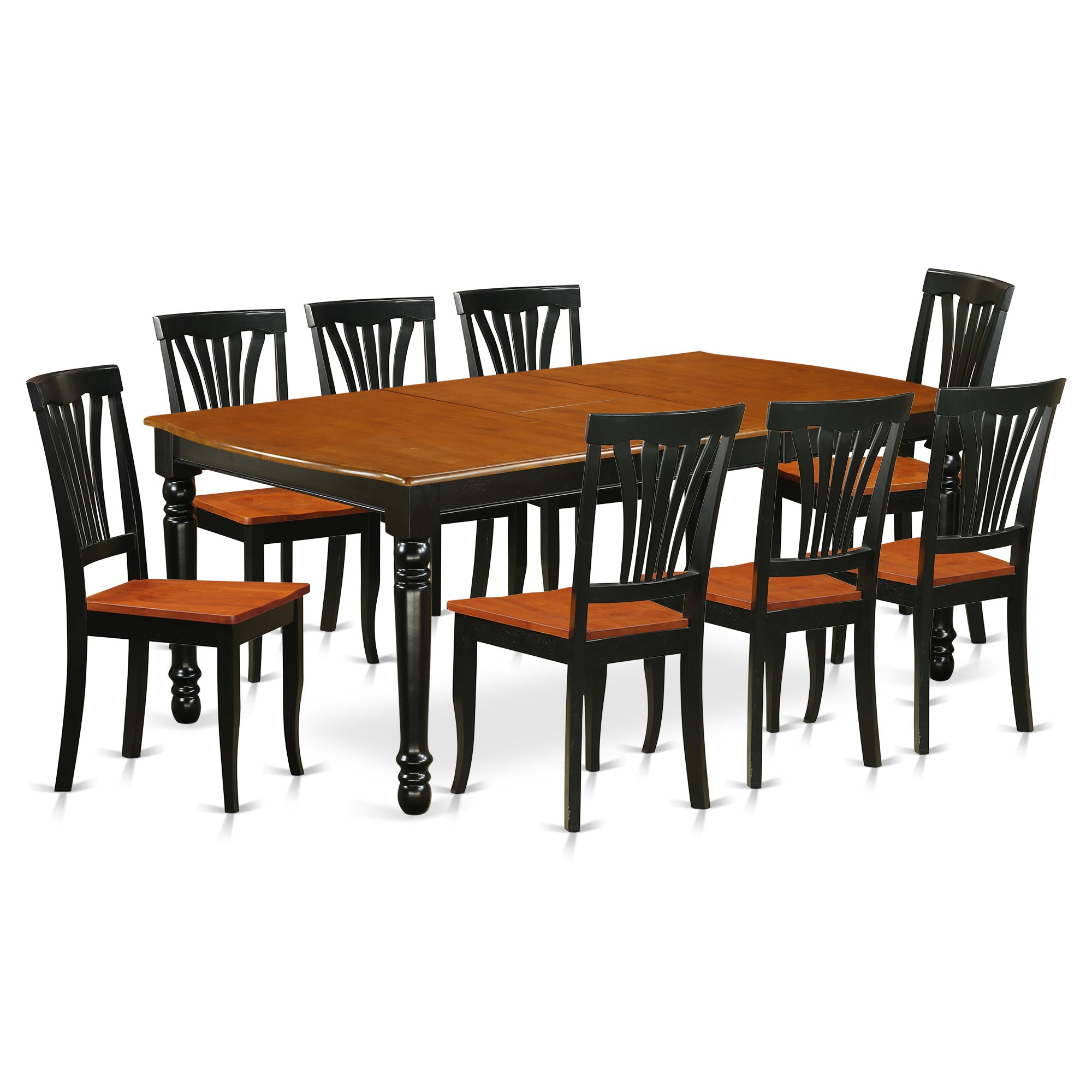DOAV9-BCH-W 9 PC kitchen tables and chair set with one Dover dining table and 8 kitchen chairs in a Black and Cherry Finish