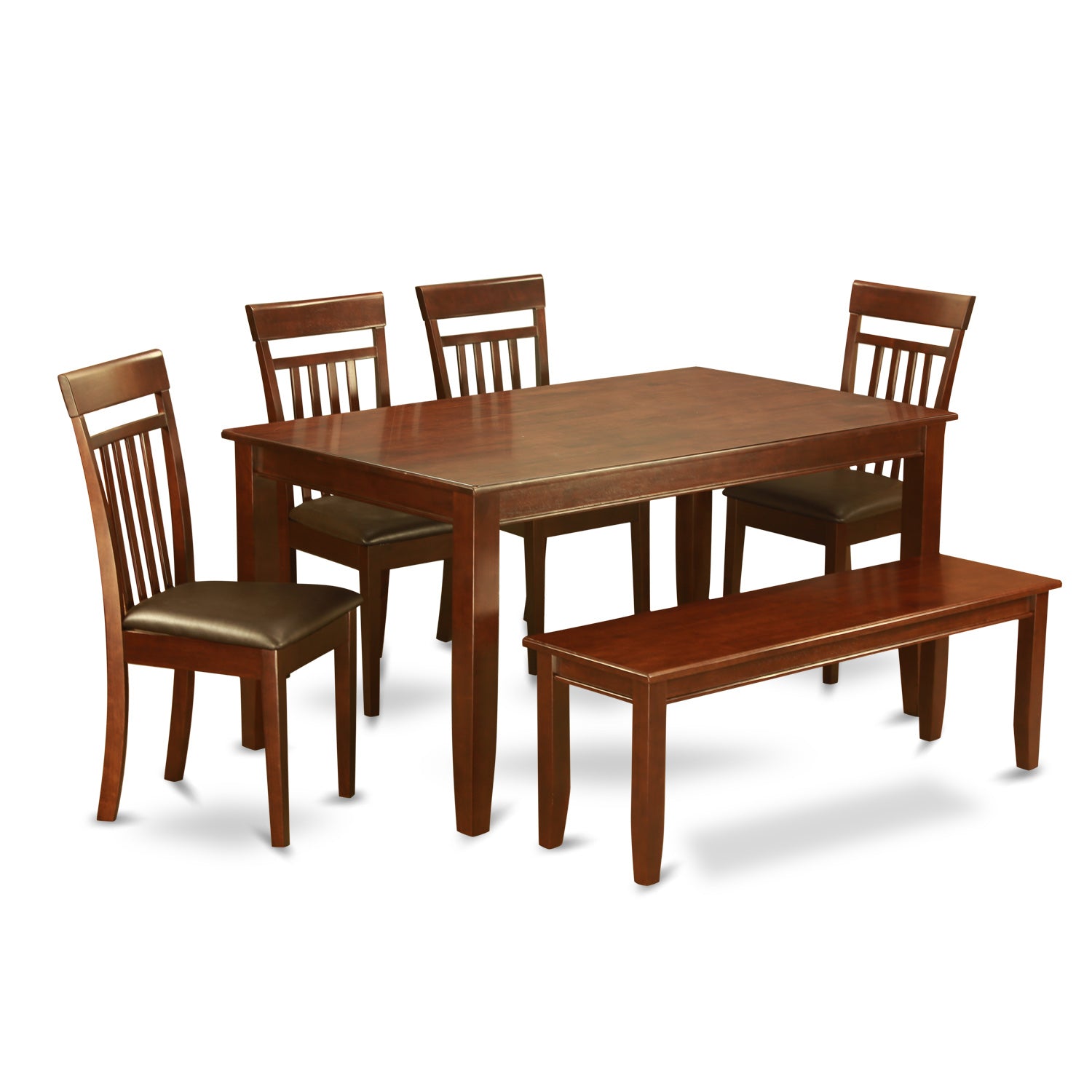 DUCA6D-MAH-LC 6 PC Kitchen Table set with bench-Kitchen Table and 4 dinette chair and Bench