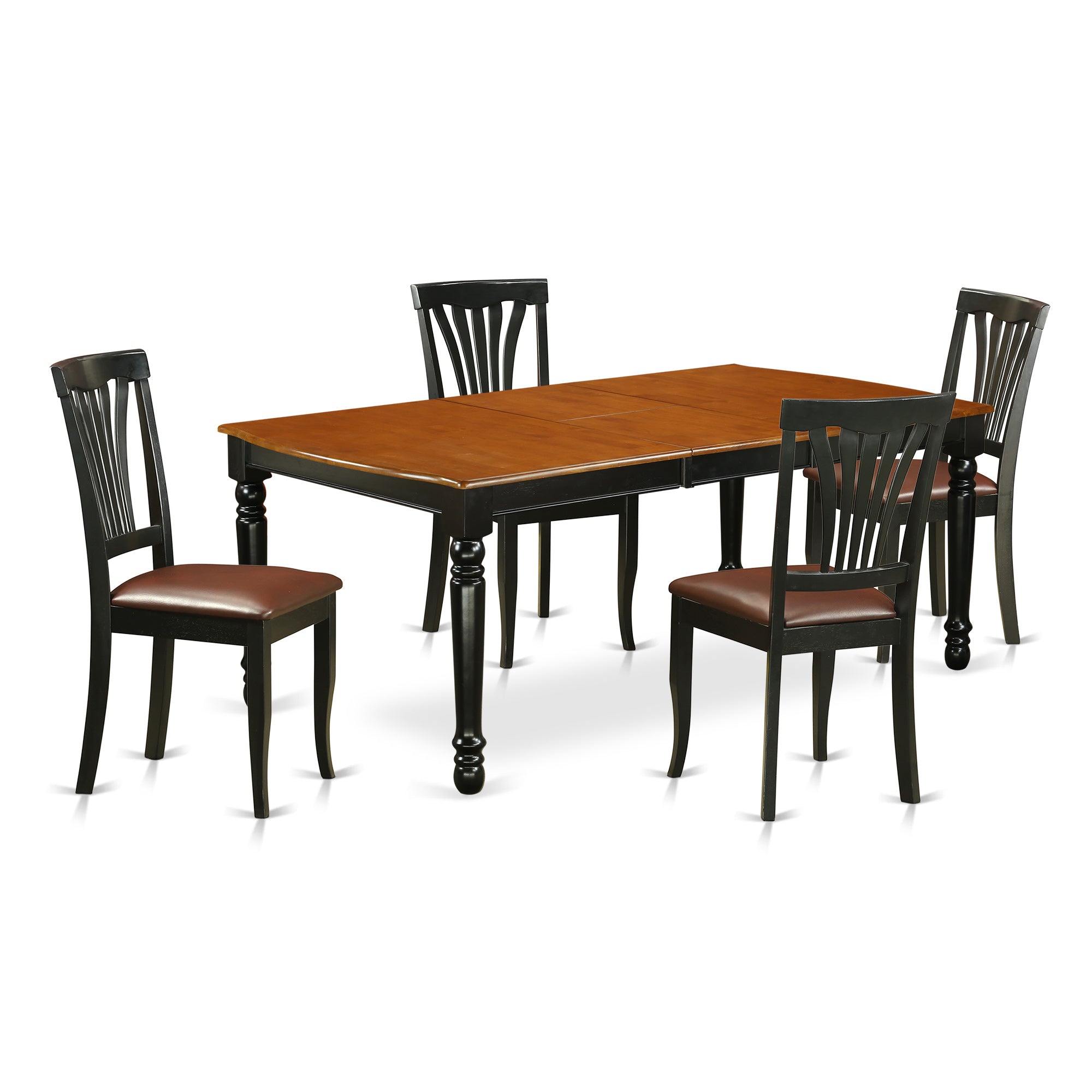 DOAV5-BCH-LC 5 PC kitchen tables and chair set with one Dover dining table and 4 kitchen chairs in a Black and Cherry Finish