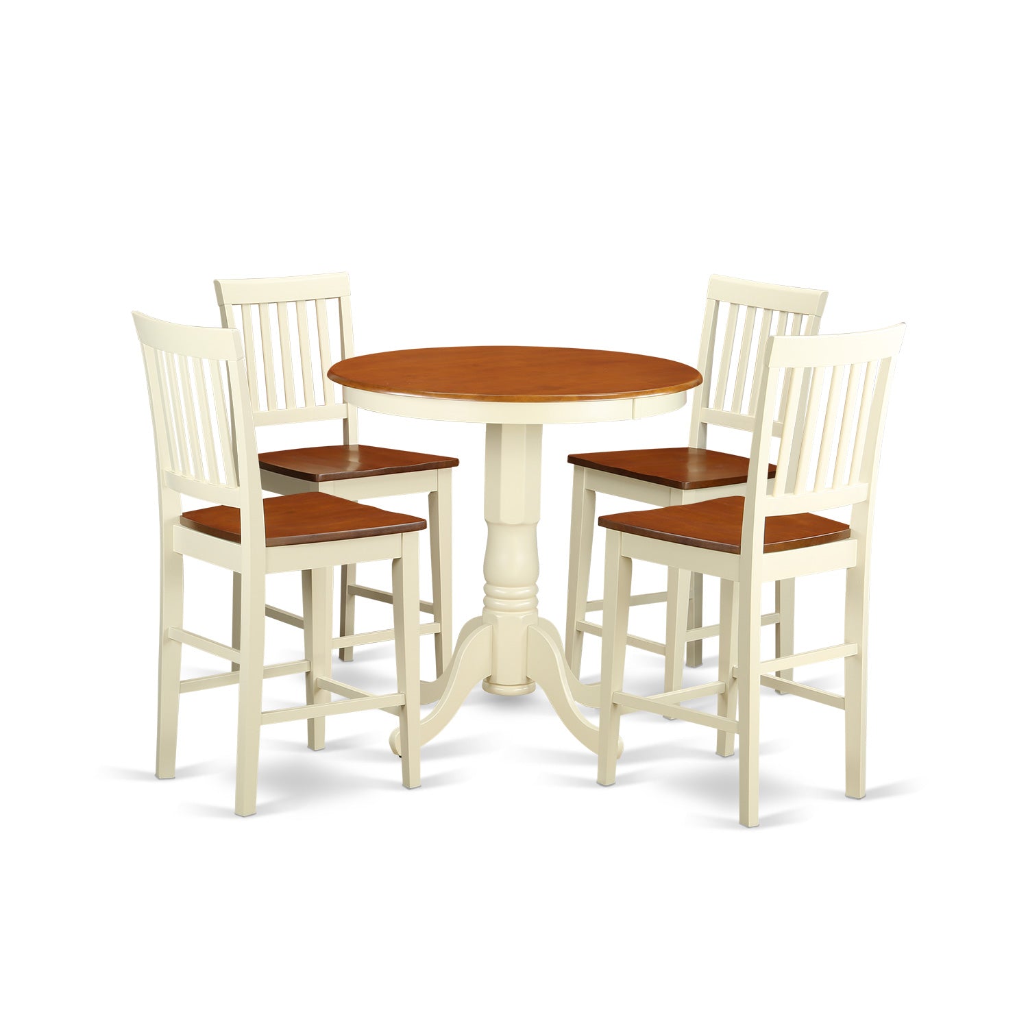 EDVN5-WHI-W 5 Pc counter height Dining set-pub Table and 4 Kitchen bar stool