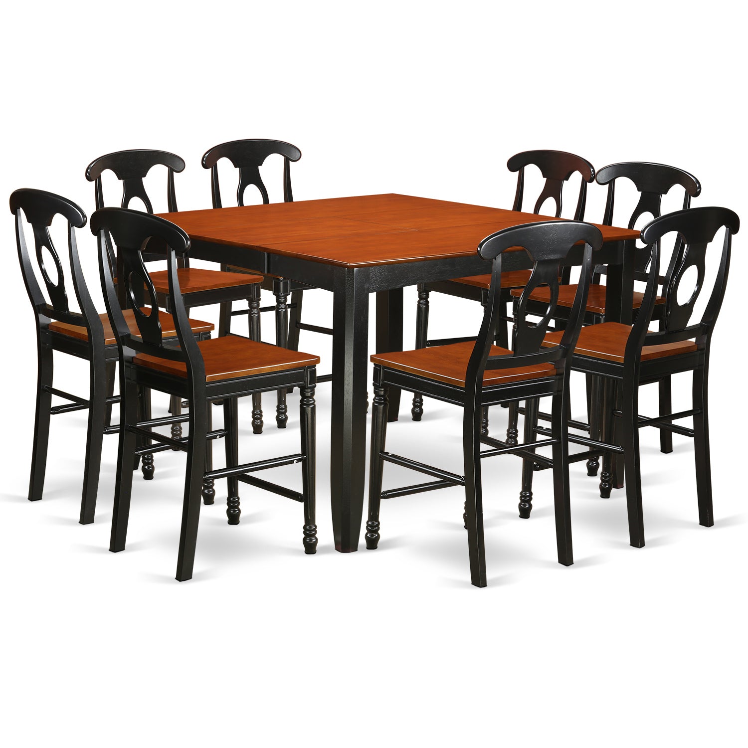 FAKE9H-BLK-W 9 Pc counter height pub set-pub Table and 8 Dining Chairs.