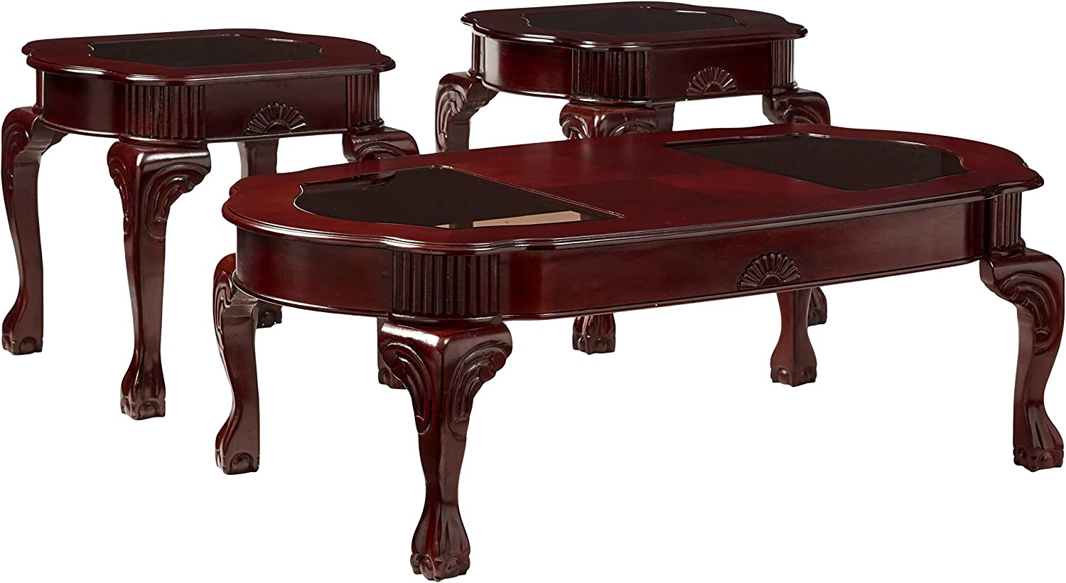 Canebury Cherry Finish 3Pc Pack Coffee/End Table Set