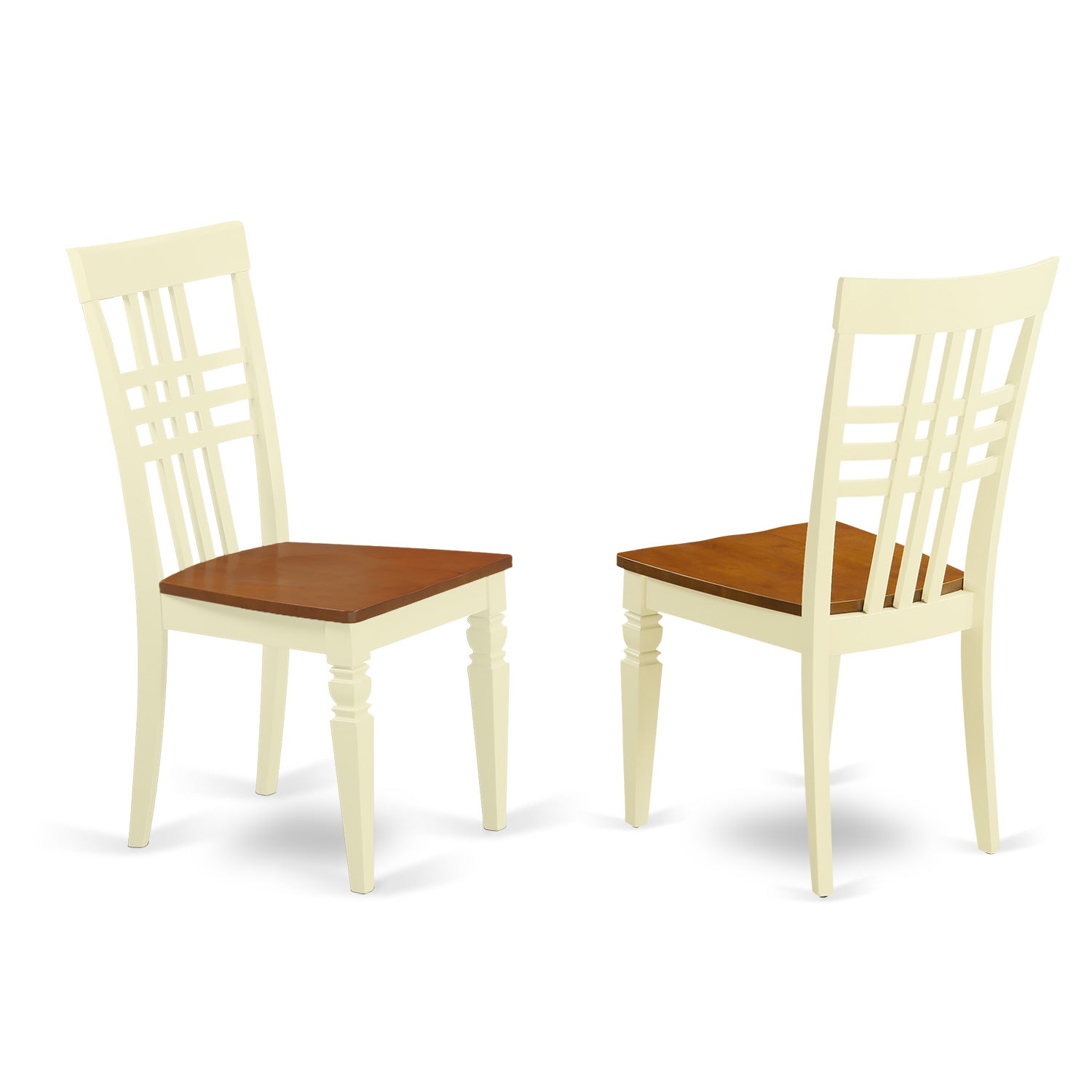 HLLG3-BMK-W 3 Pc set with a Round Dinette Table and 2 Wood Dinette Chairs in Buttermilk and Cherry .