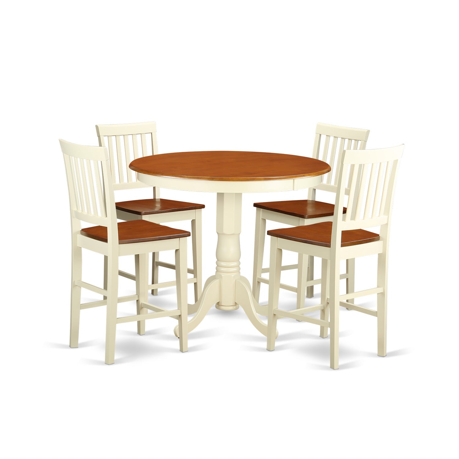 JAVN5-WHI-W 5 Pc counter height Dining set-high Table and 4 Kitchen Chairs