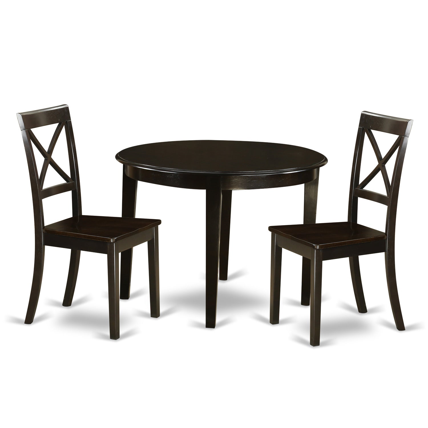 BOST3-CAP-W 3 Pc small Kitchen Table and Chairs set-round Table and 2 dinette Chairs
