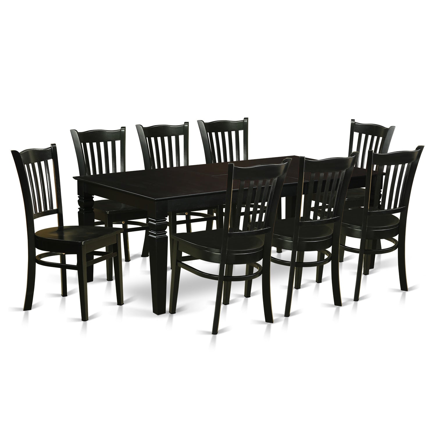 LGGR9-BLK-W 9 Pc Dining Room set with a Kitchen Table and 8 Wood Kitchen Chairs in Black