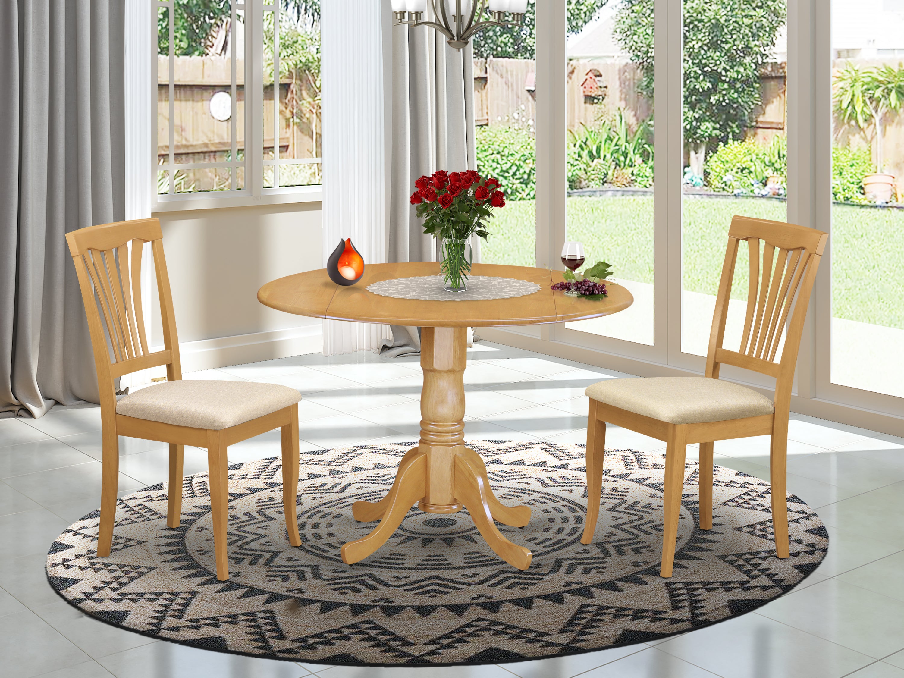 DLAV3-OAK-C 3 PC small Kitchen Table and Chairs set-small Kitchen Table plus 2 dinette Chairs