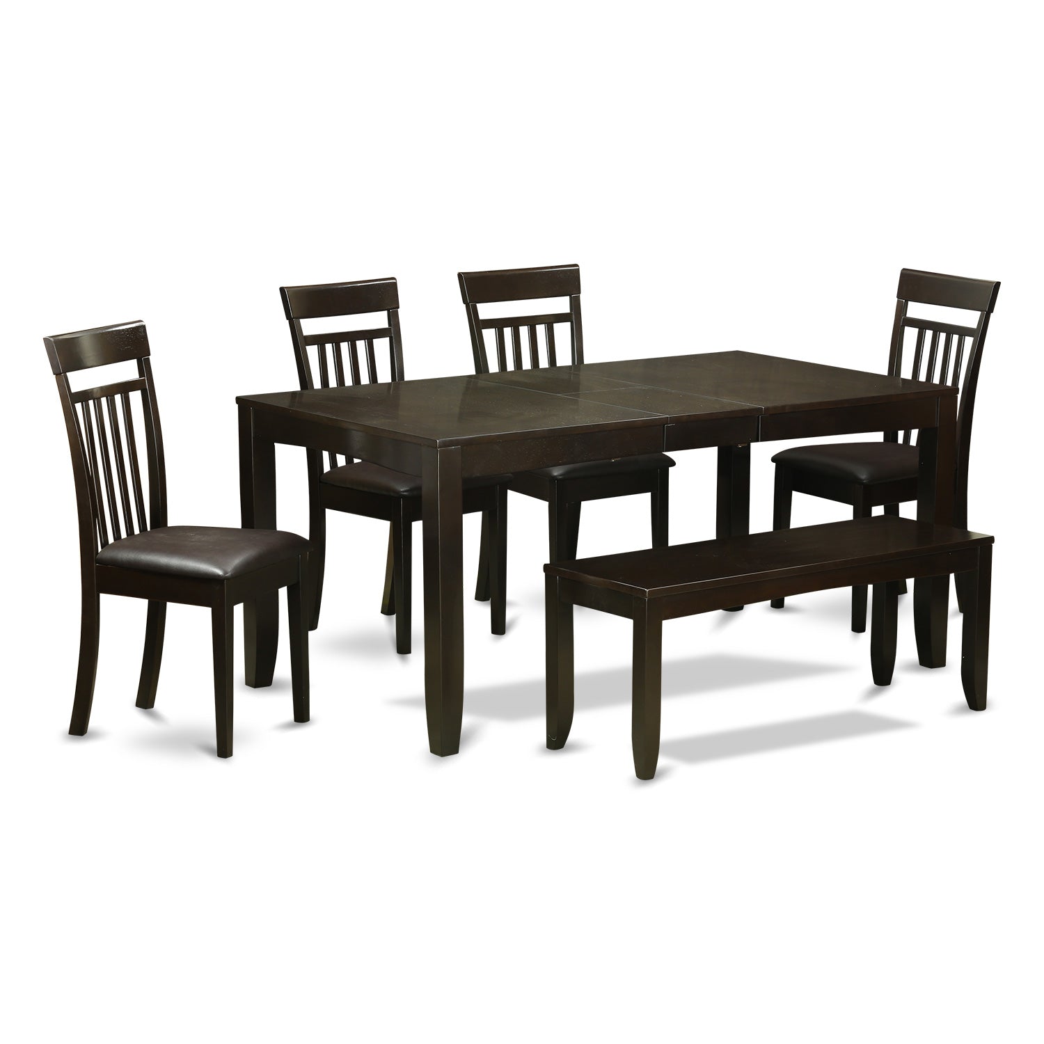 LYCA6-CAP-LC 6 PC Dining room set with bench-Table with Leaf and 4 Chairs for Dining room plus Bench