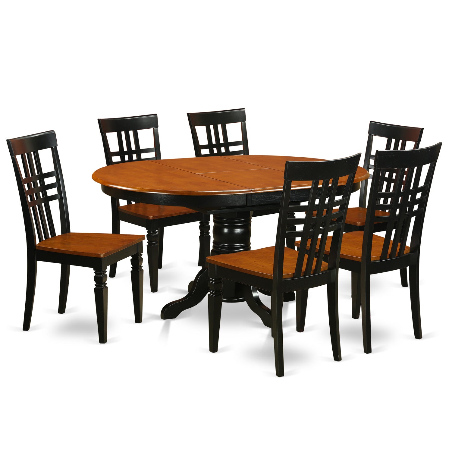 KELG7-BCH-W 7 Pc Dinette set with a Kenley Table and 6 Dining Chairs in Black and Cherry