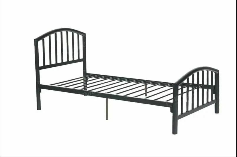 Platform Twin Size Slat Design Metal Bed in Espresso Finish