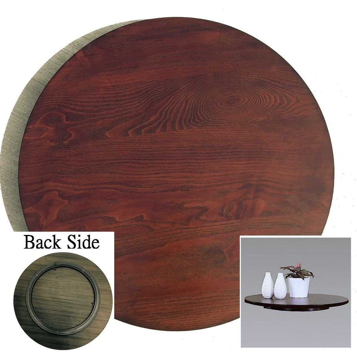 21-in Diameter Brown Wood Rotating Turntable Big Lazy Susan