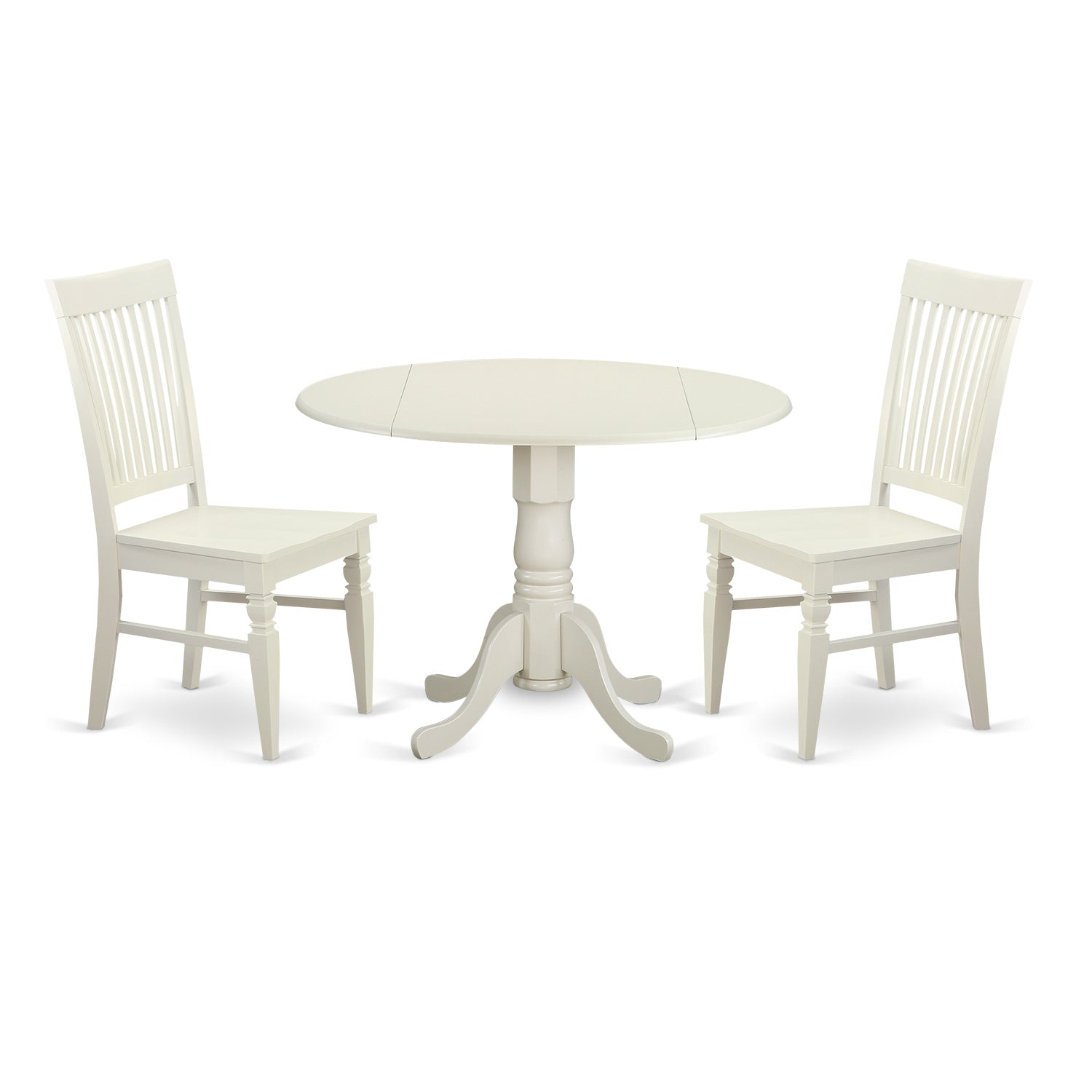 DLWE3-WHI-W 3 PC Dining room set for 2-Kitchen Table and 2 Kitchen Dining Chairs