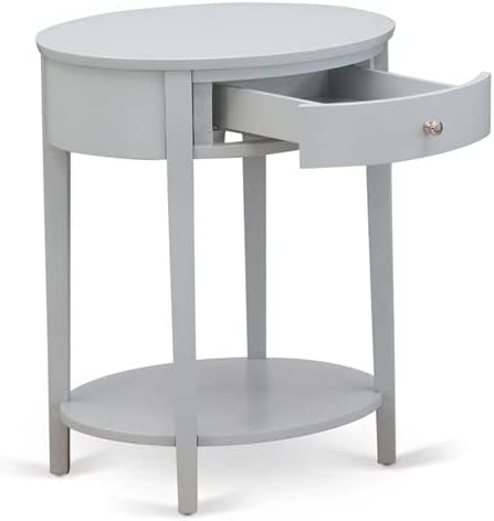HI-14-ET Solid Wood End Table w/ Drawer Urban Gray Finish