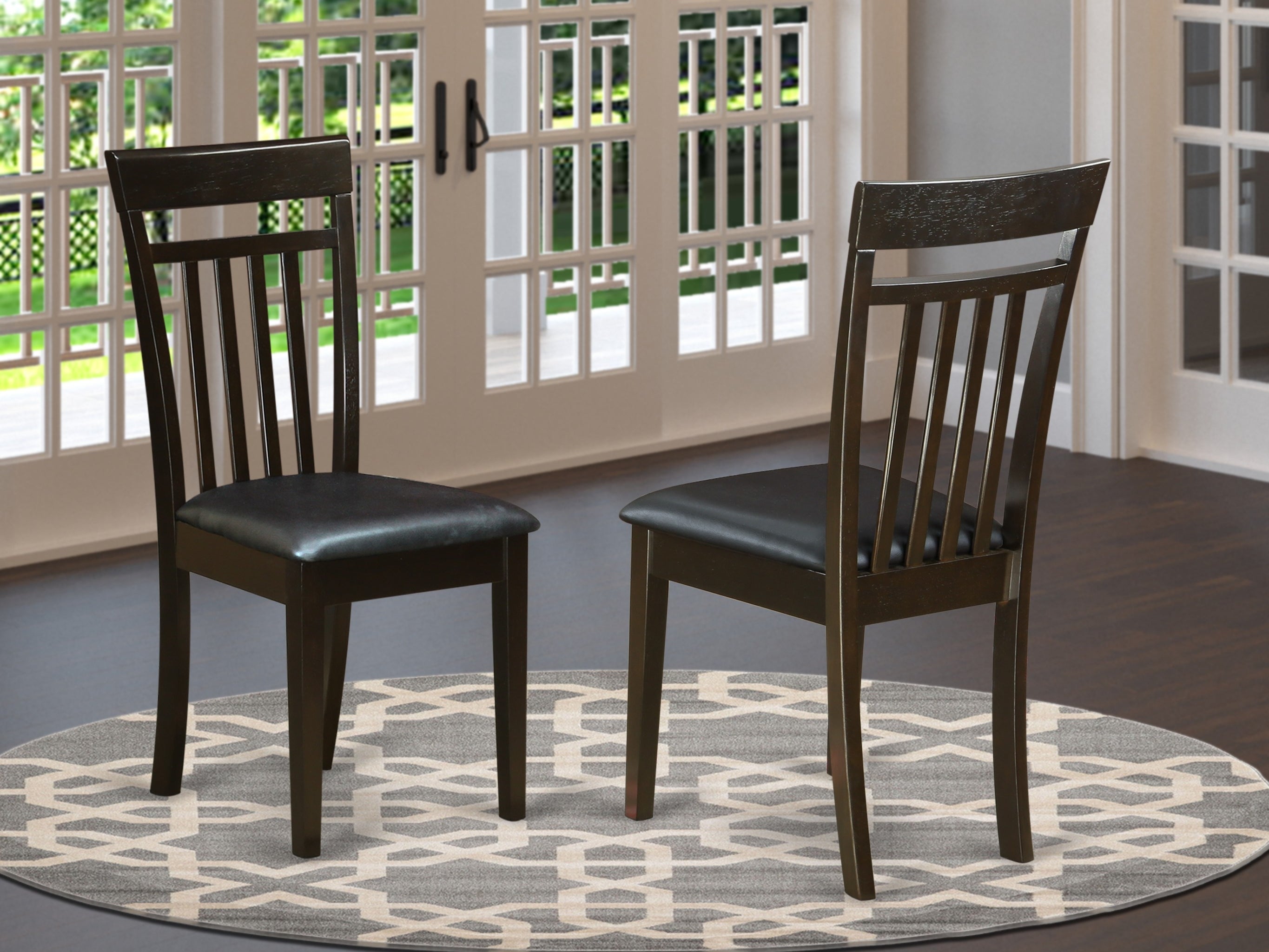 CAC-CAP-LC Capri slat back kitchen Chair with Leather Upholstered Seat