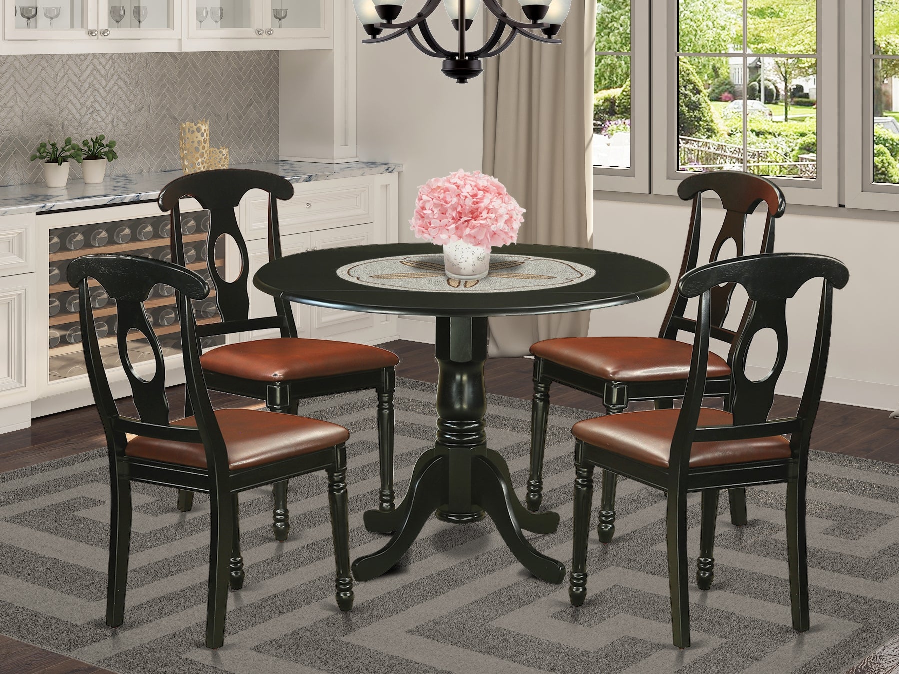 DLKE5-BLK-LC 5 Pc Dinette Table set - Small Kitchen Table and 4 Dining Chairs