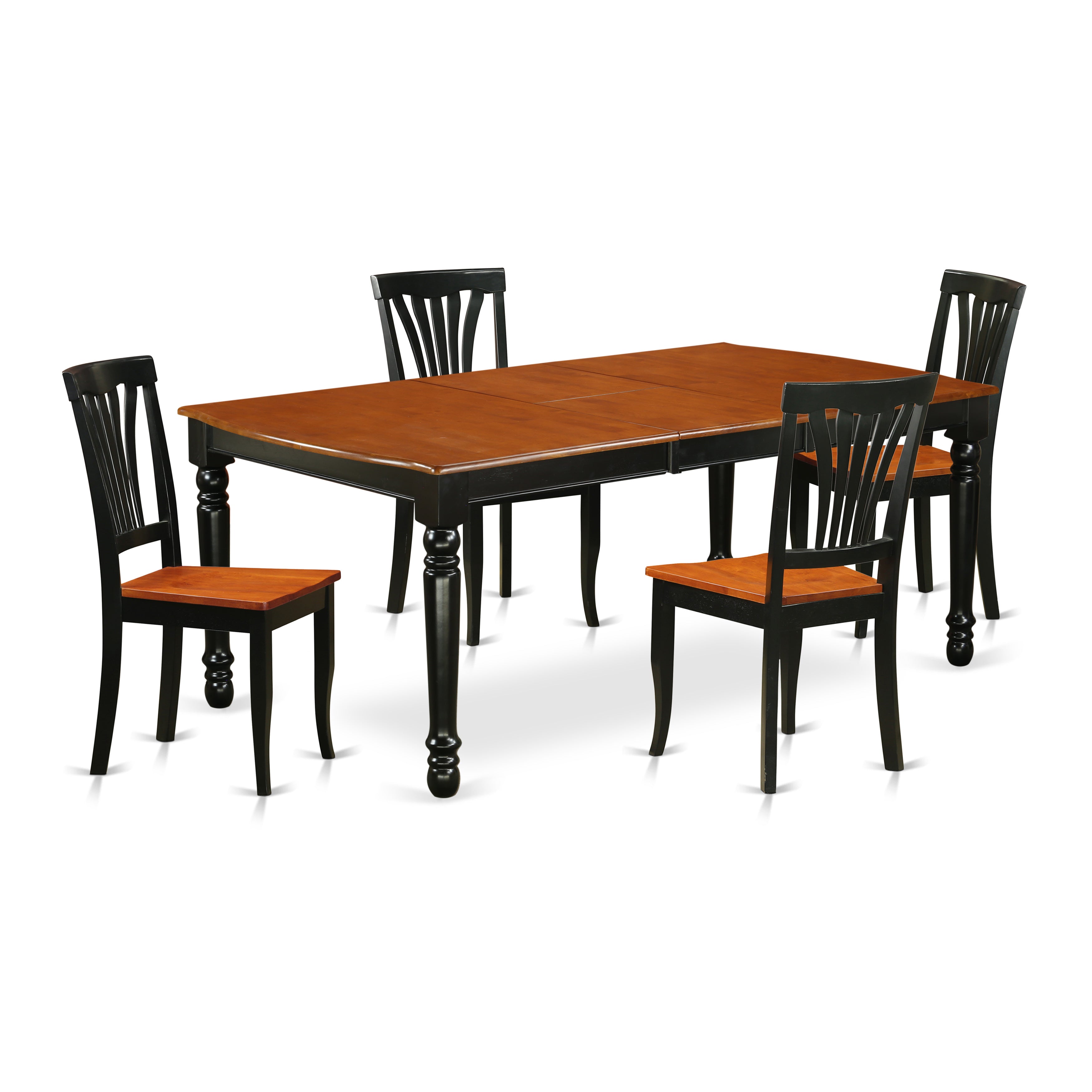DOAV5-BCH-W 5 PC kitchen tables and chair set with one Dover dining table and 4 kitchen chairs in a Black and Cherry Finish