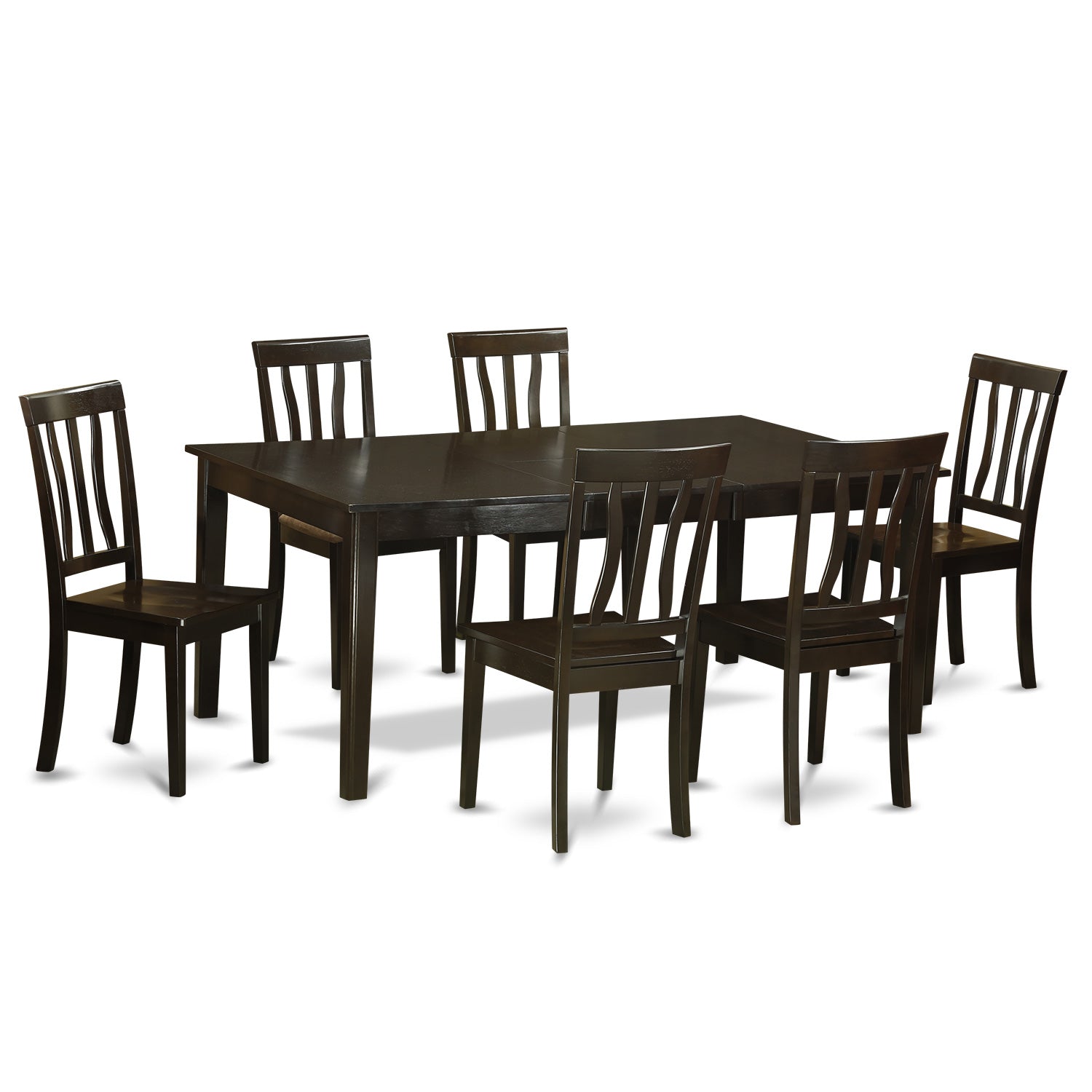 HEAN7-CAP-W 7 Pc formal Dining room set-Table with Leaf and 6 Kitchen Chairs.