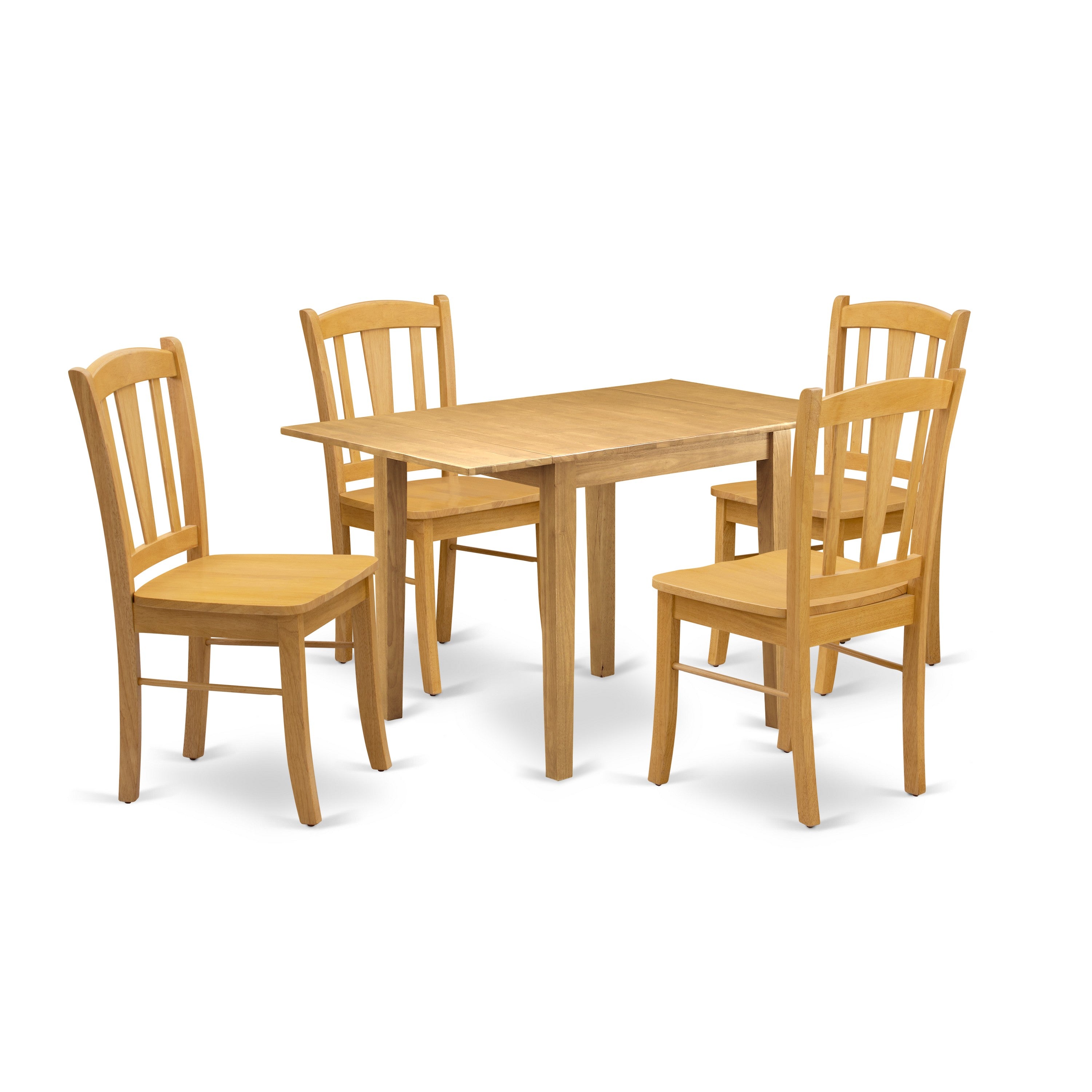 East West Furniture NDDL5-OAK-W Kitchen Dining Table Set 5 Pcs- 4 Amazing Dining Room Chairs and a Fantastic Kitchen Table - Oak Finish Solid wood Chair Seat and Table Top - Oak Finish Solid wood Structure.