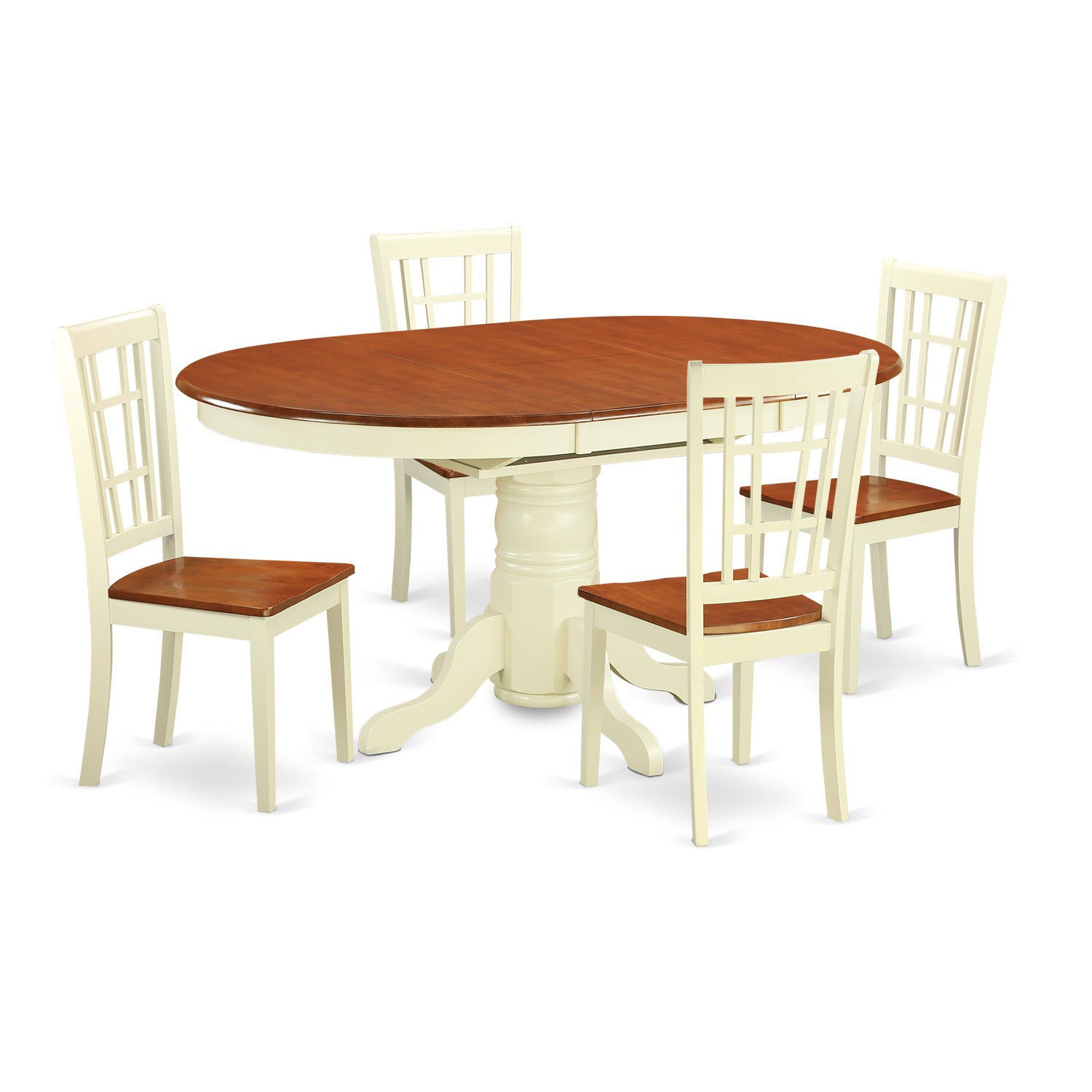 KENI5-WHI-W 5 PcKitchen Table set for 4-Dining Table and 4 Kitchen Dining Chairs