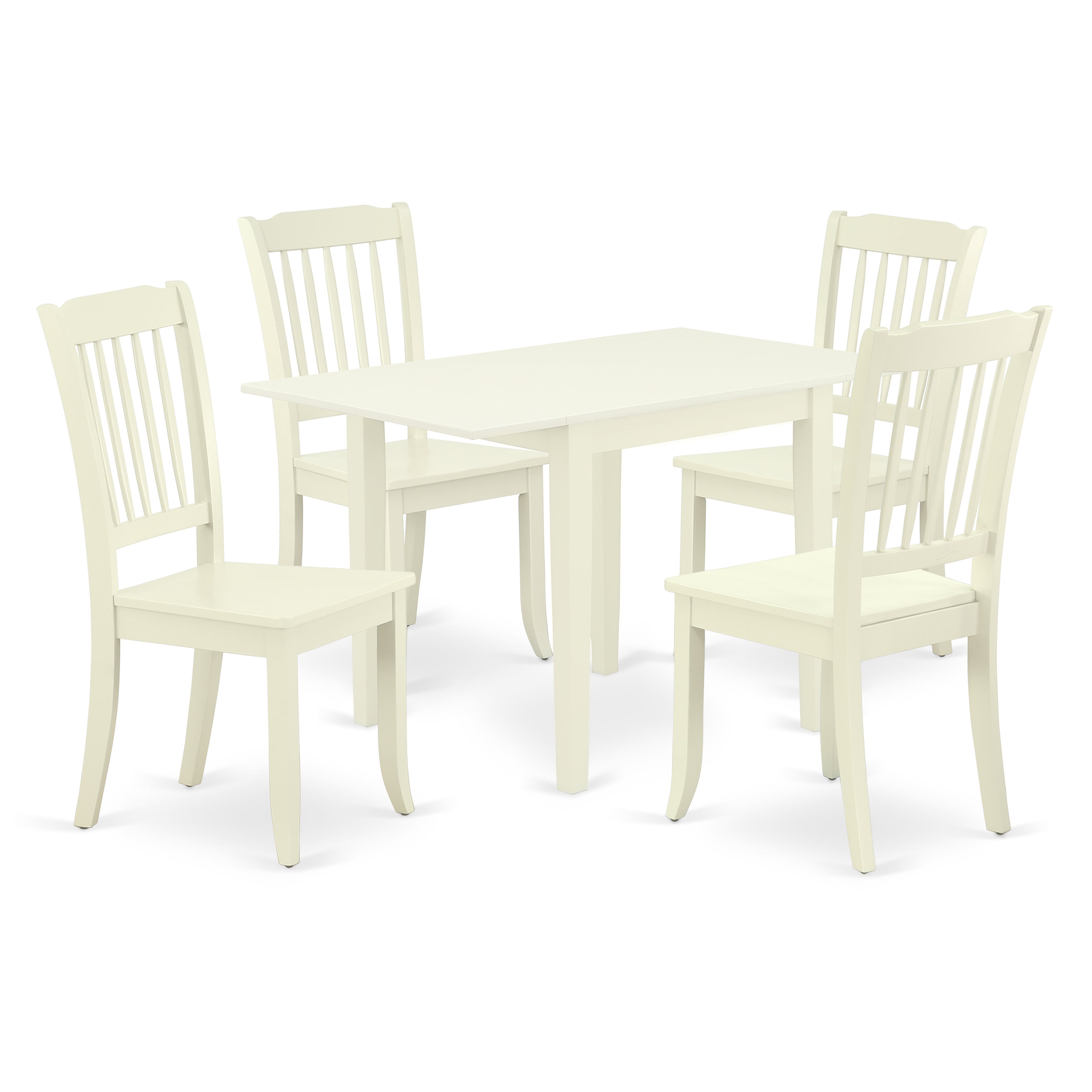 East West Furniture NDDA5-LWH-W Kitchen Table Set 5 Pcs- 4 Brilliant Dining Room Chairs and a Lovely Kitchen Table - Linen White Finish Solid Wood Chair Seat and Table Top - Linen White Finish Solid Wood Frame.