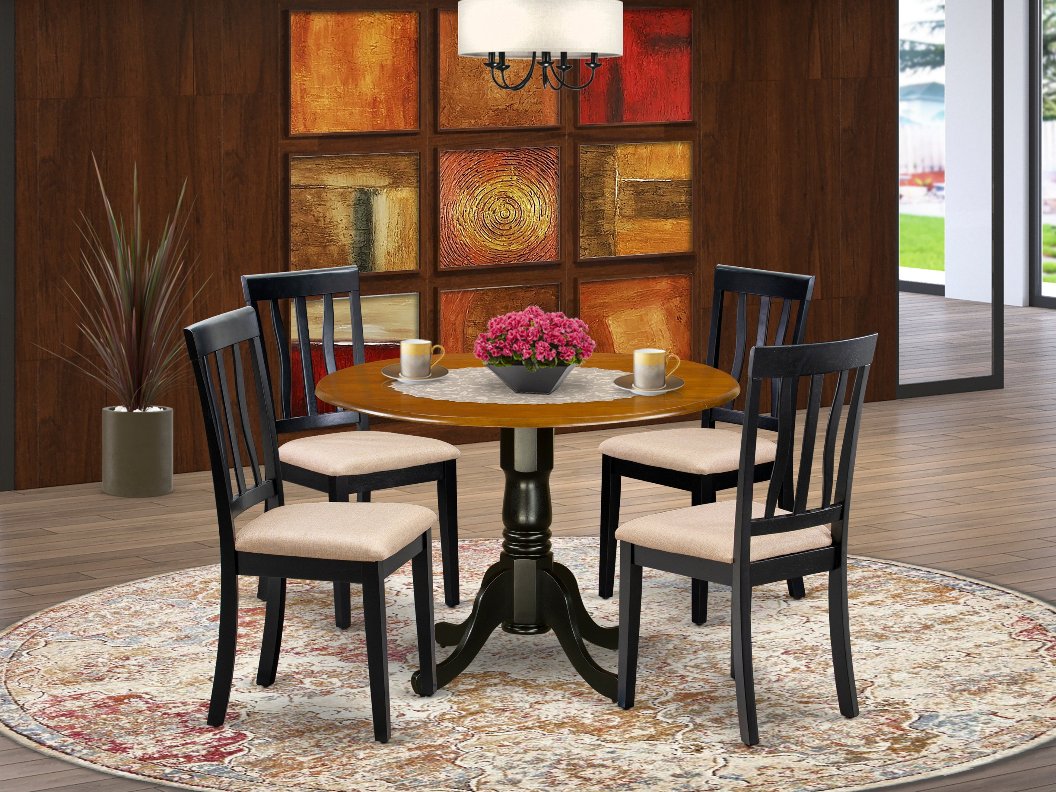 DLAN5-BCH-C Dining set - 5 Pcs with 4 Wooden Chairs