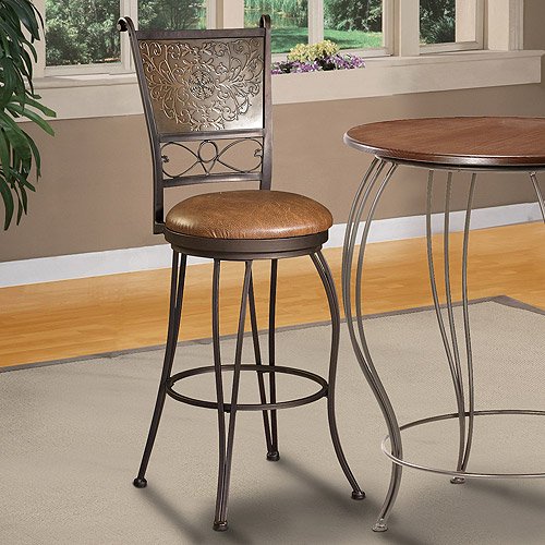 Powell Muted Copper Stamped Back Bar Stool, Bronze