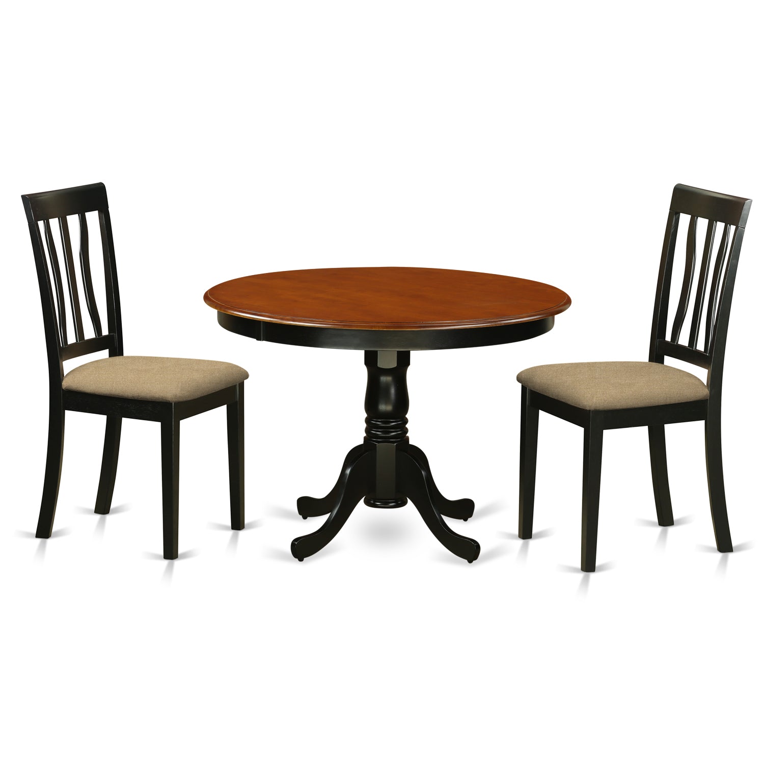 HLAN3-BCH-C 3 Pc Seat with a Kitchen Table and 2 Microfiber Dinette Chairs in Black