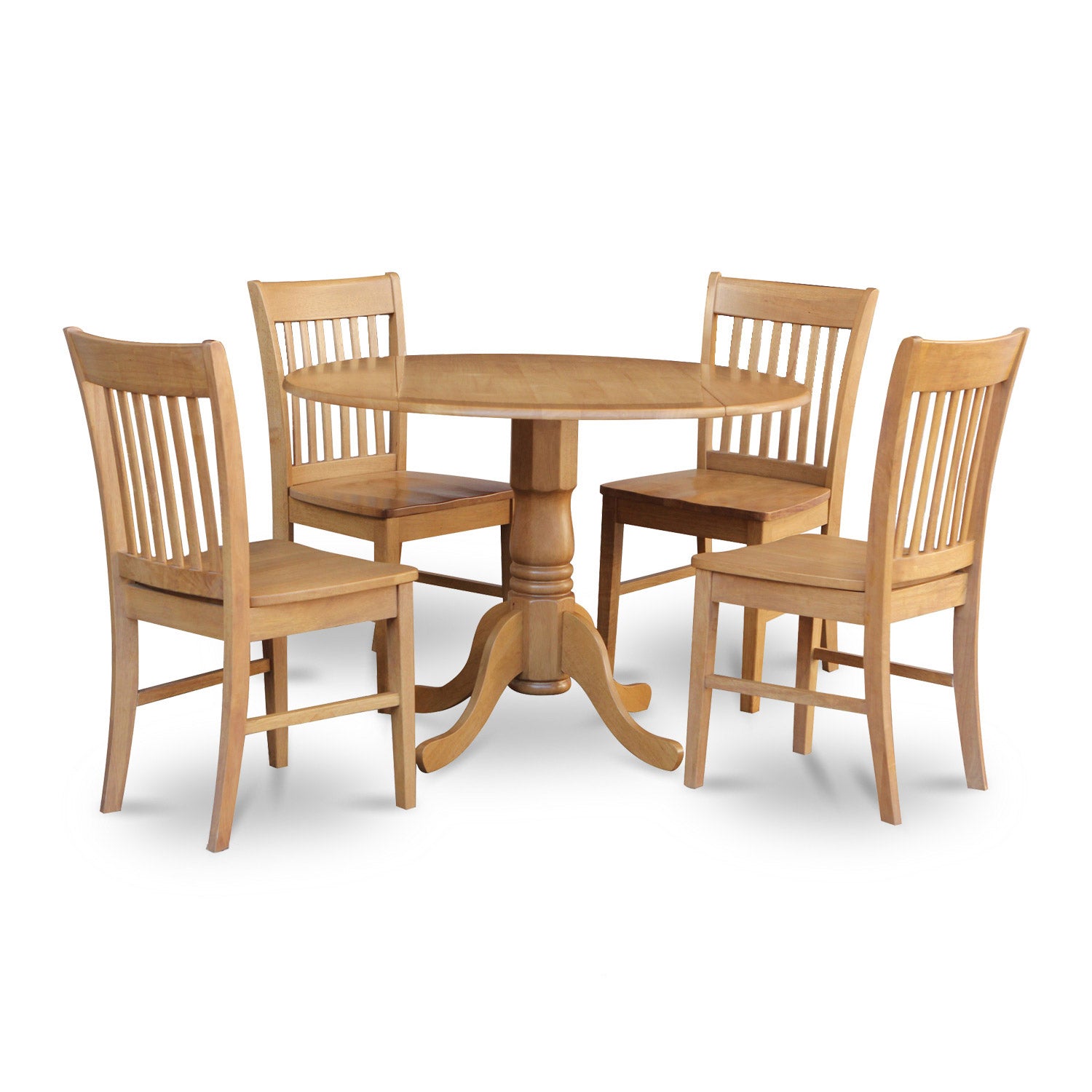 DLNO5-OAK-W 5 Pc small Kitchen Table set-round Table and 4 Dining Chairs.