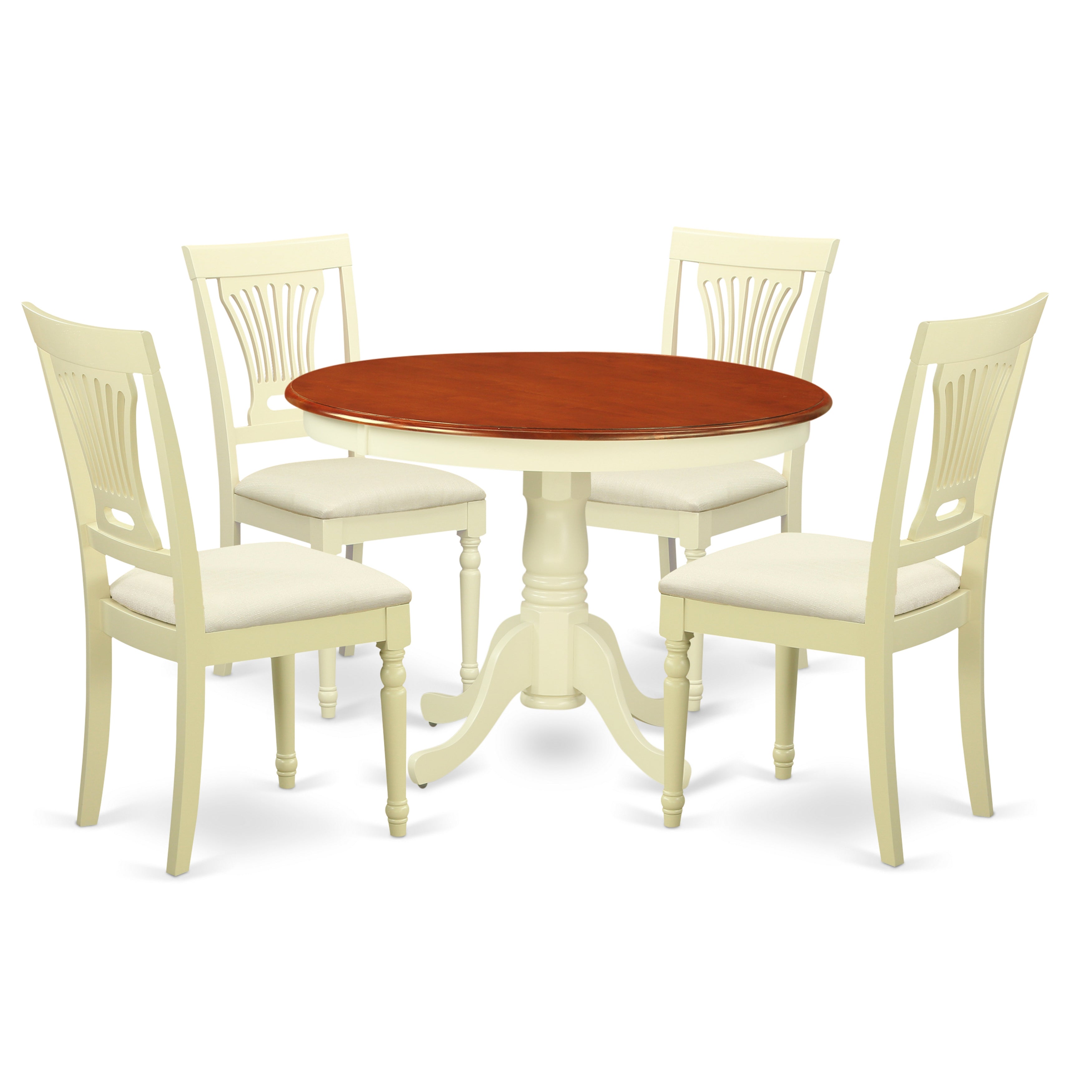 HLPL5-BMK-C 5 Pc set with a Dining Table and 4 Dinette Chairs in Buttermilk and Cherry .