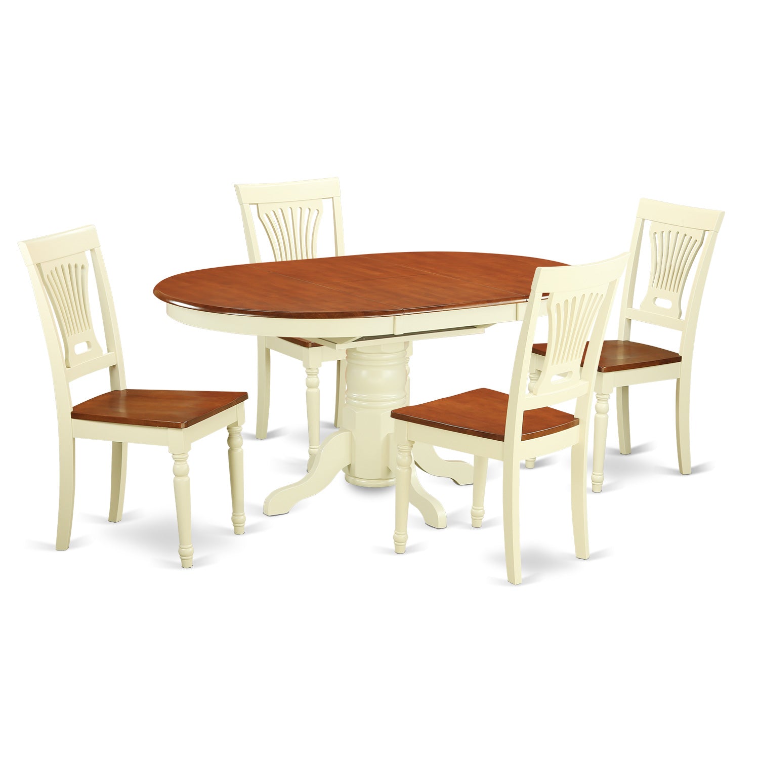 KEPL5-WHI-W 5 Pc Dining room set-Oval dinette Table with Leaf and 4 Dining Chairs.