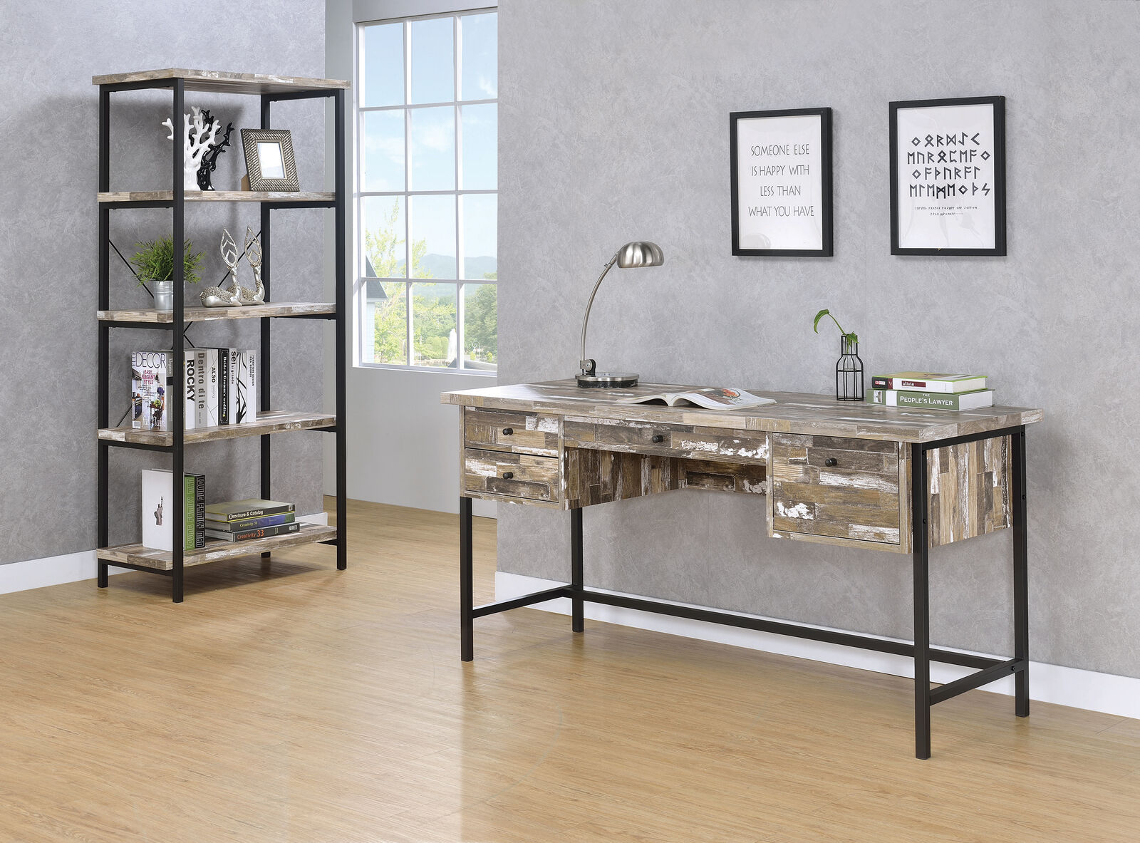 Modern Skelton 4 Shelf Bookcase Salvaged Cabin And Black