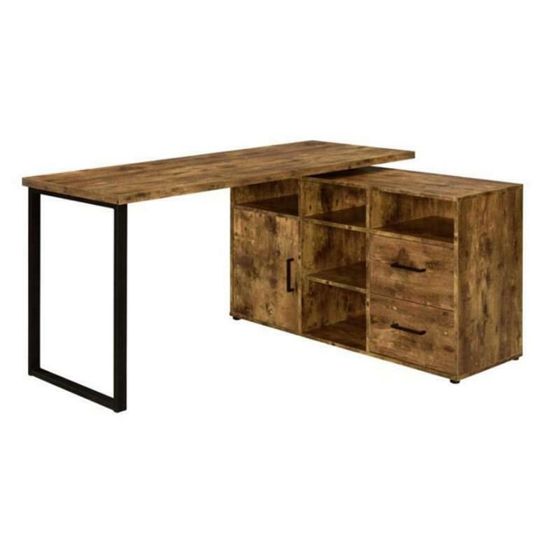 L-Shaped Home Office desk with Drawers and File Cabinet -Antique Nutmeg 804464