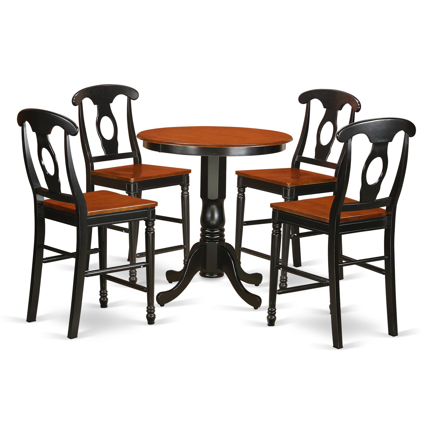 EDKE5-BLK-W 5 Pc Dining counter height set - high top Table and 4 Dining Chairs.