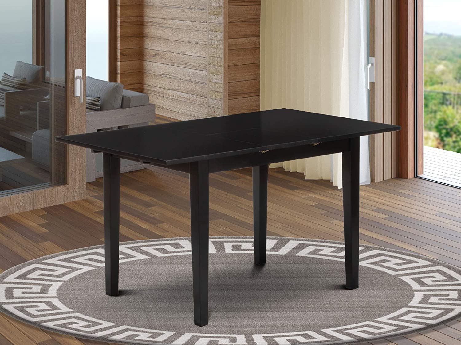 Norfolk Rectangular Dining Table with 12" Butterfly Leaf - Black Color