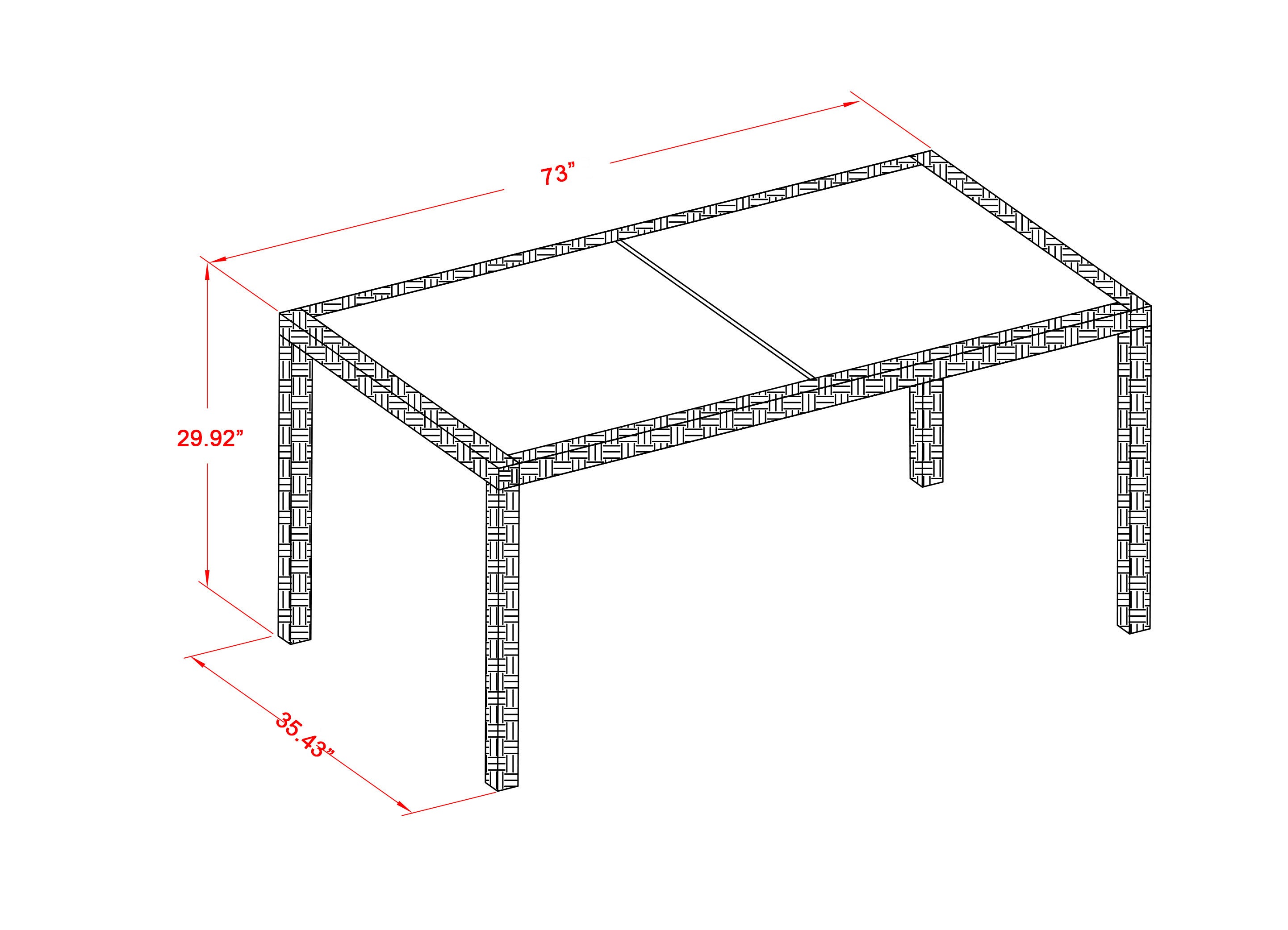 HLUTG63S Outdoor-Furniture Wicker Patio Table in Dark Brown Finish