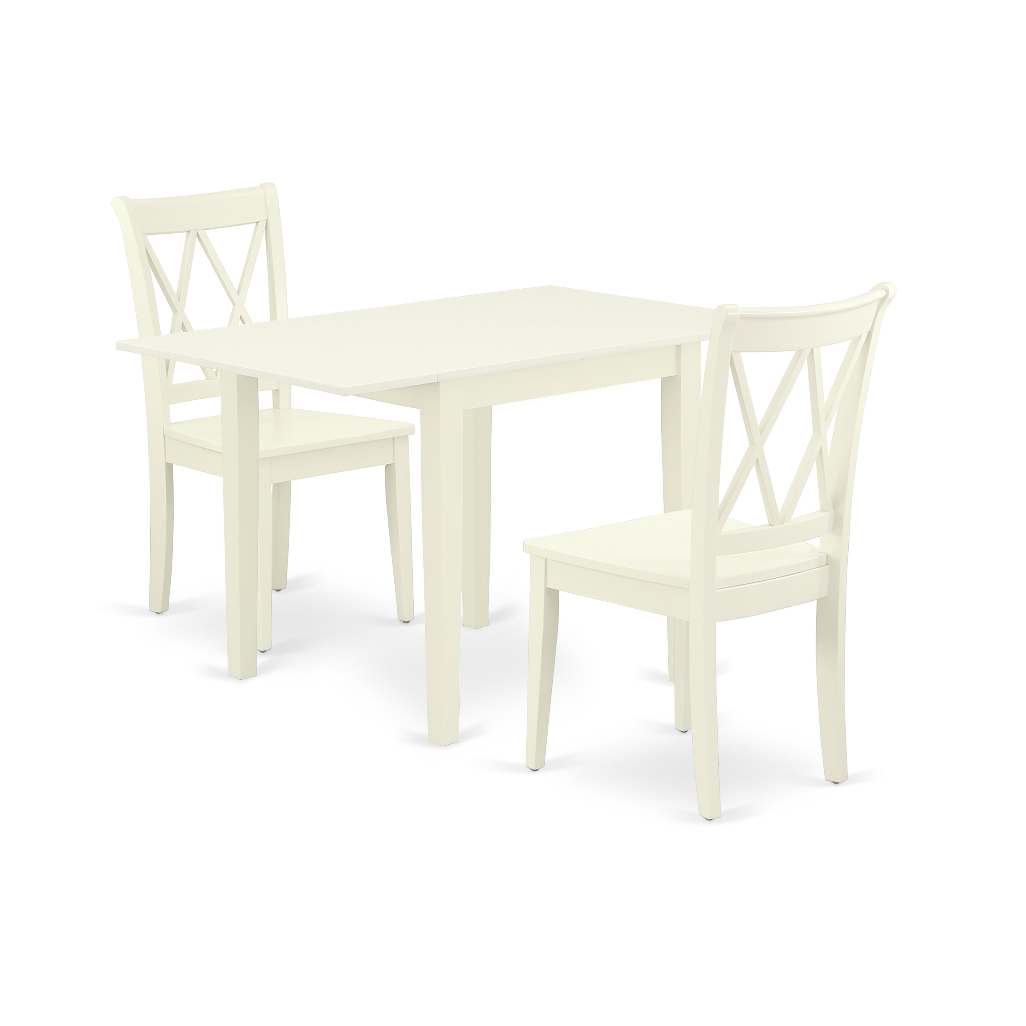 East West Furniture NDCL3-LWH-W Dinette Set 3 Pcs- 2 Awesome Dining Room Chairs and a Stunning Wood Dining Table - Linen White Finish Hardwood Chair Seat and Table Top - Linen White Finish Wooden Structure.
