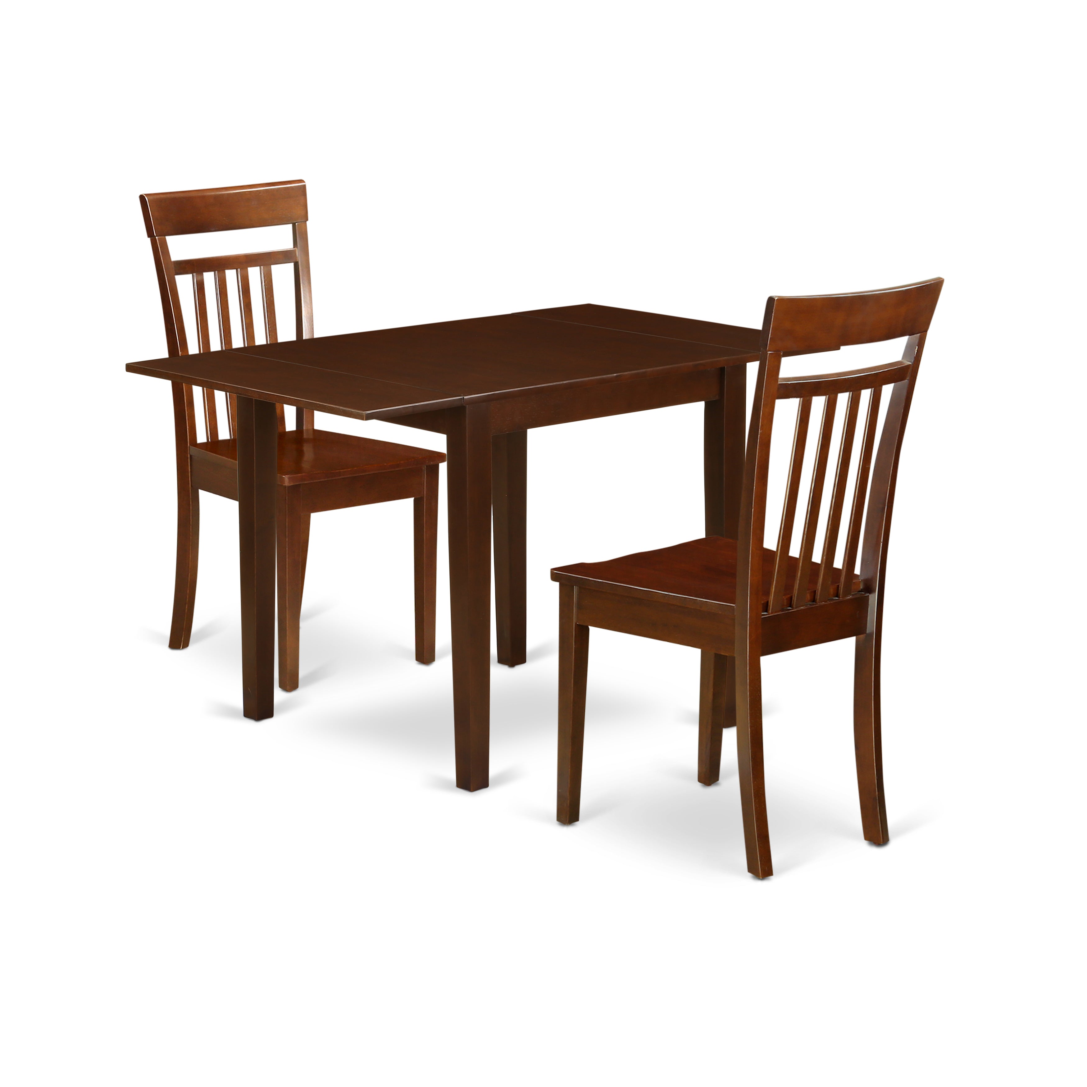 East West Furniture NDCA3-MAH-W Modern Dining Table Set 3 Pc- 2 Marvelous Kitchen Chairs and an Eye-catching Kitchen Table - Mahogany Finish Hardwood Chair Seat - Mahogany Finish Solid wood Structure.