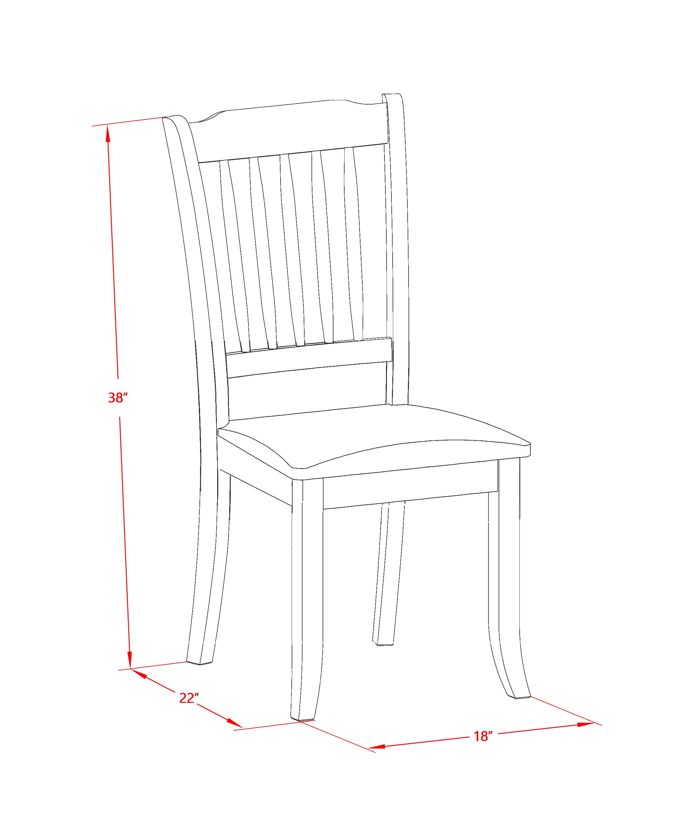 DAC-MAH-C Danbury vertical slatted back chairs with Linen Fabric Upholstered Seat in Mahogany finish