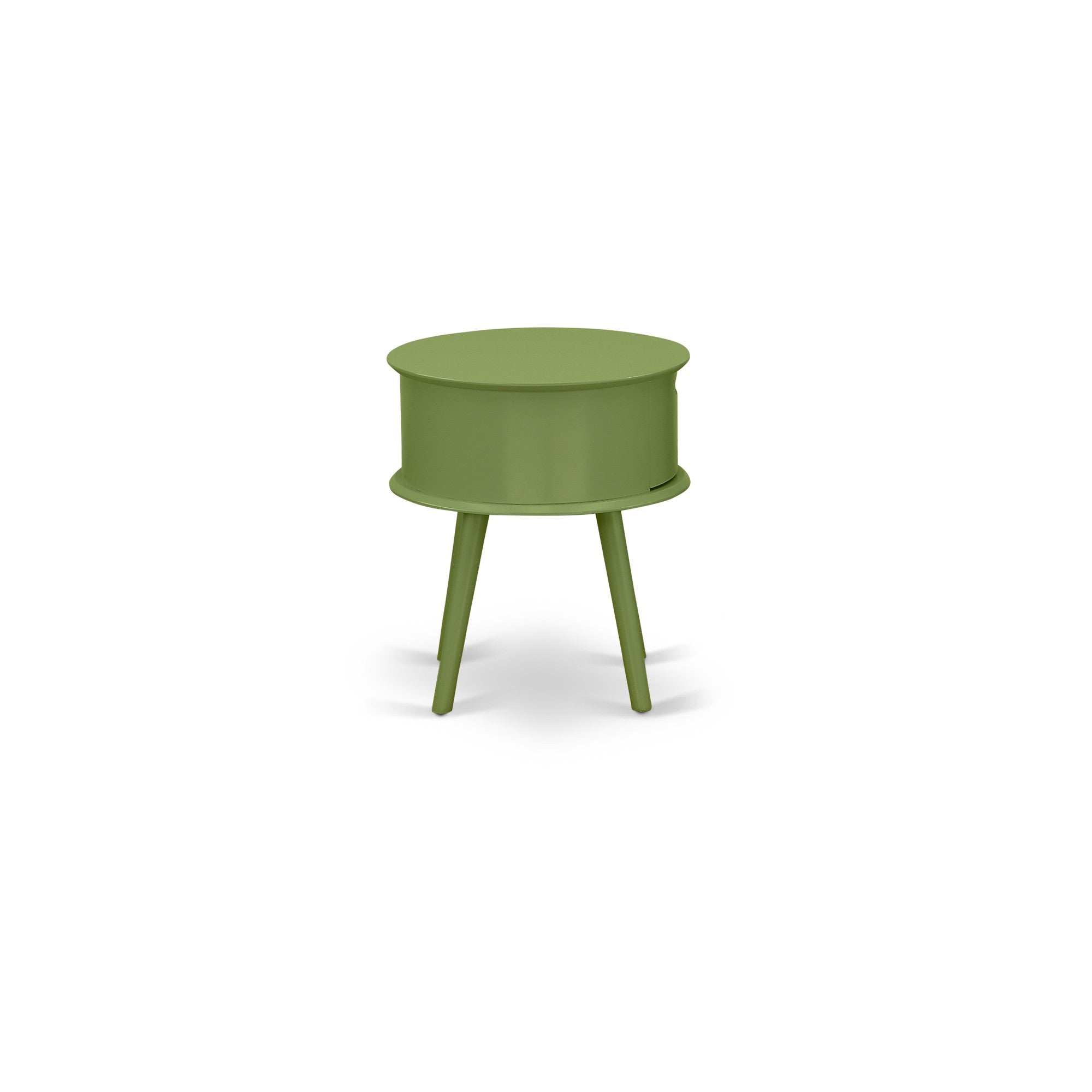 Gordon Round Night Stand End Table With Drawer in Clover Green Finish