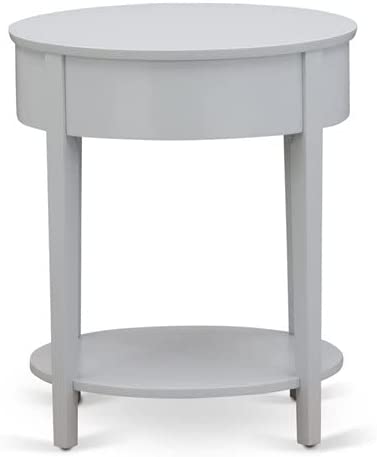 HI-14-ET Solid Wood End Table w/ Drawer Urban Gray Finish